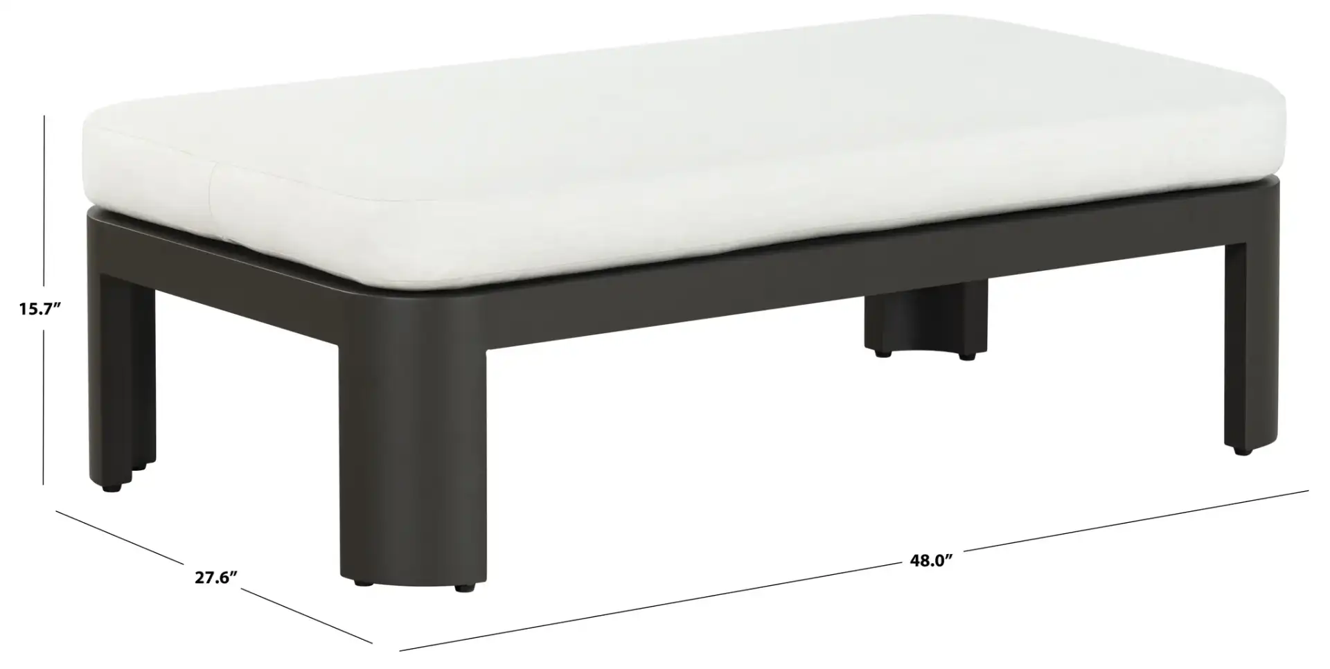 Leilani Aluminum Coffee Table in Dark Gray / White, detail view