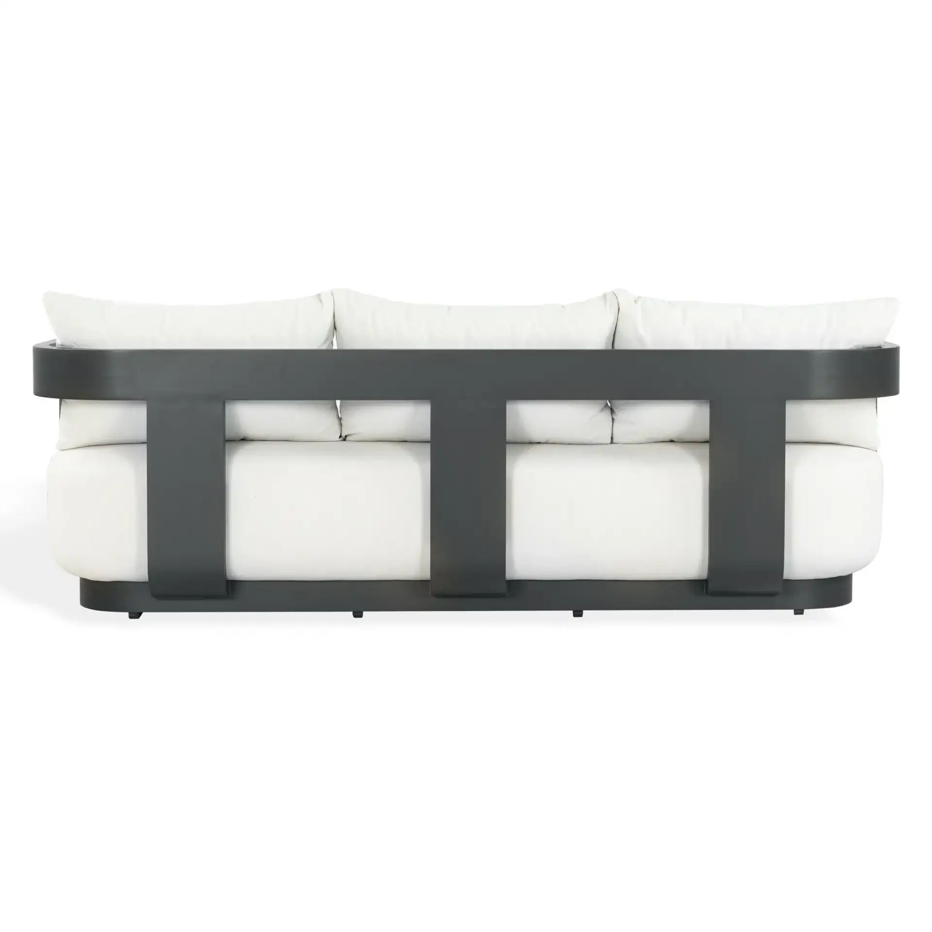 Leilani Aluminum Patio Sofa in Dark Gray / White, detail view