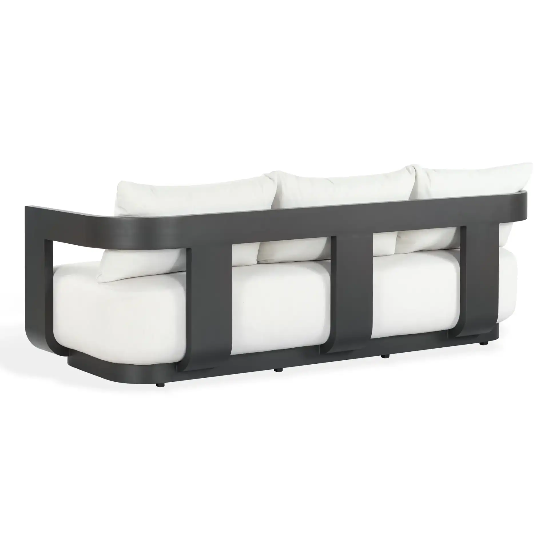 Leilani Aluminum Patio Sofa in Dark Gray / White, detail view