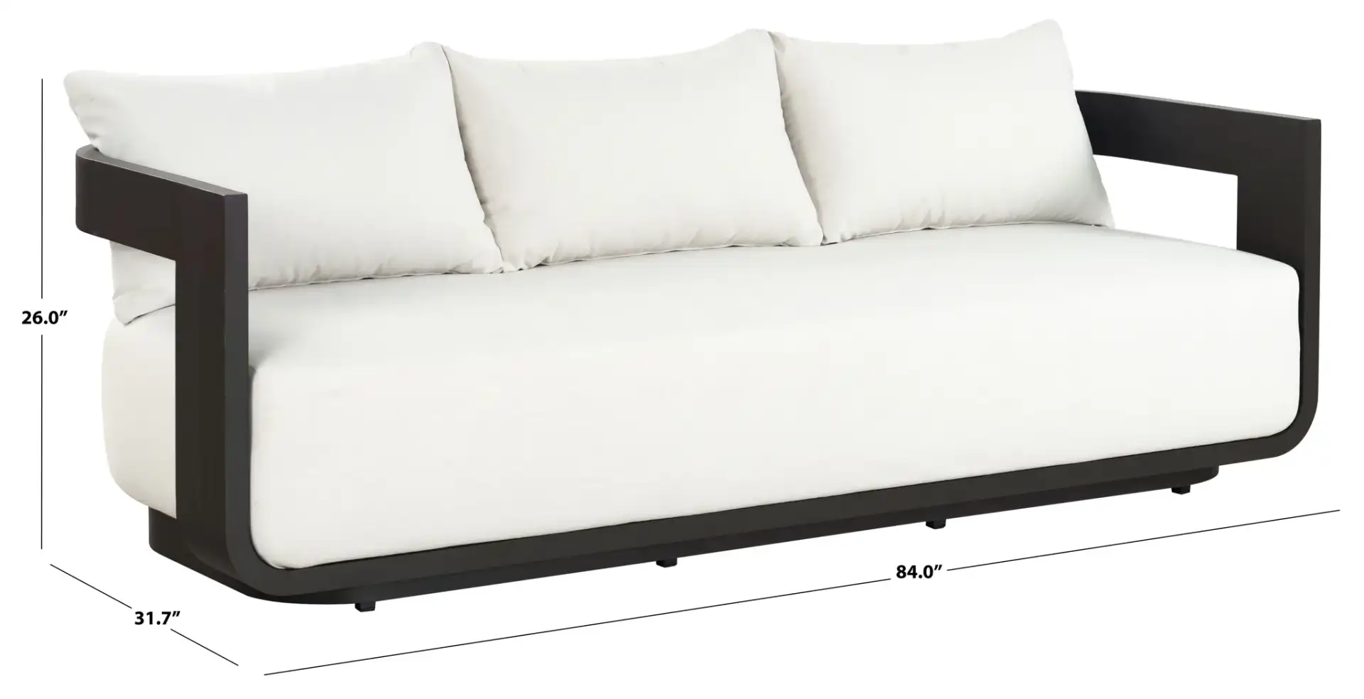 Leilani Aluminum Patio Sofa in Dark Gray / White, detail view