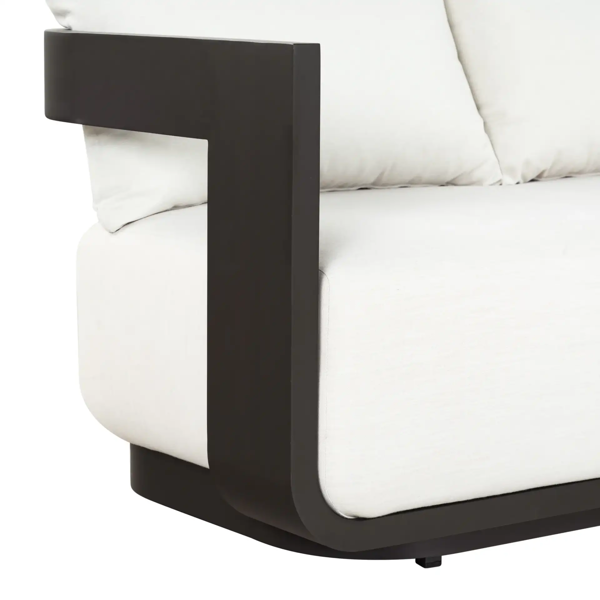 Leilani Aluminum Patio Sofa in Dark Gray / White, detail view