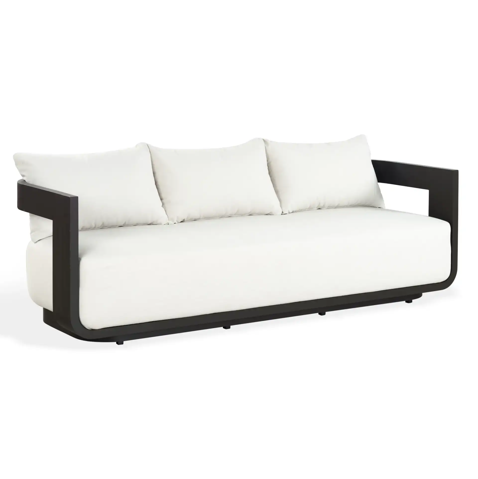 Leilani Aluminum Patio Sofa in Dark Gray / White, detail view