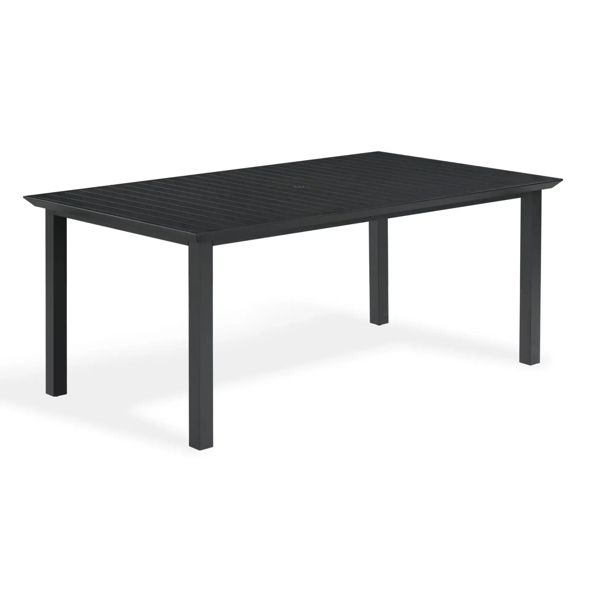 Capricio Aluminum 74" Outdoor Dining Table in Black, detail view