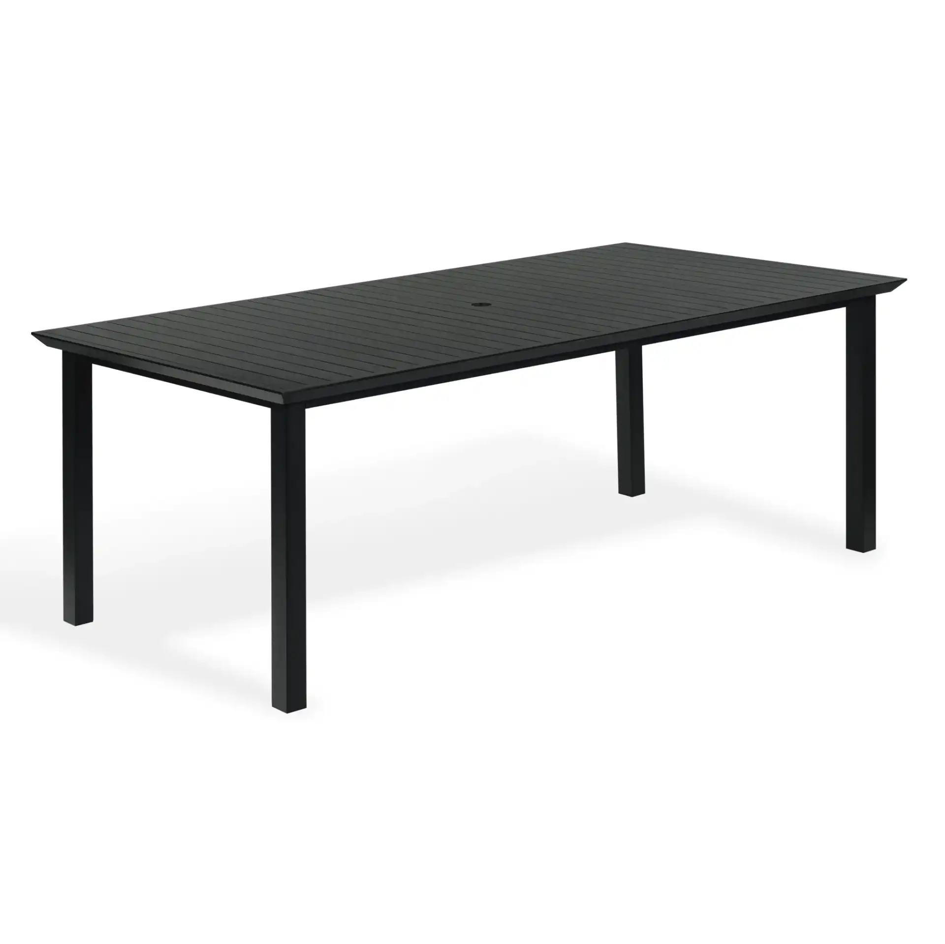 Capricio Aluminum 90" Outdoor Dining Table in Black, detail view