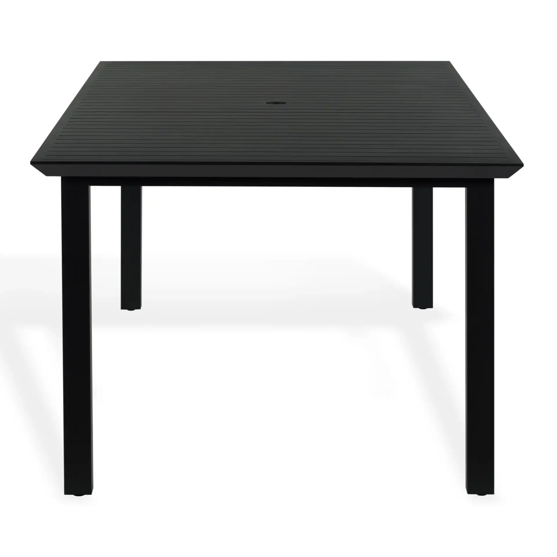 Capricio Aluminum 90" Outdoor Dining Table in Black, detail view