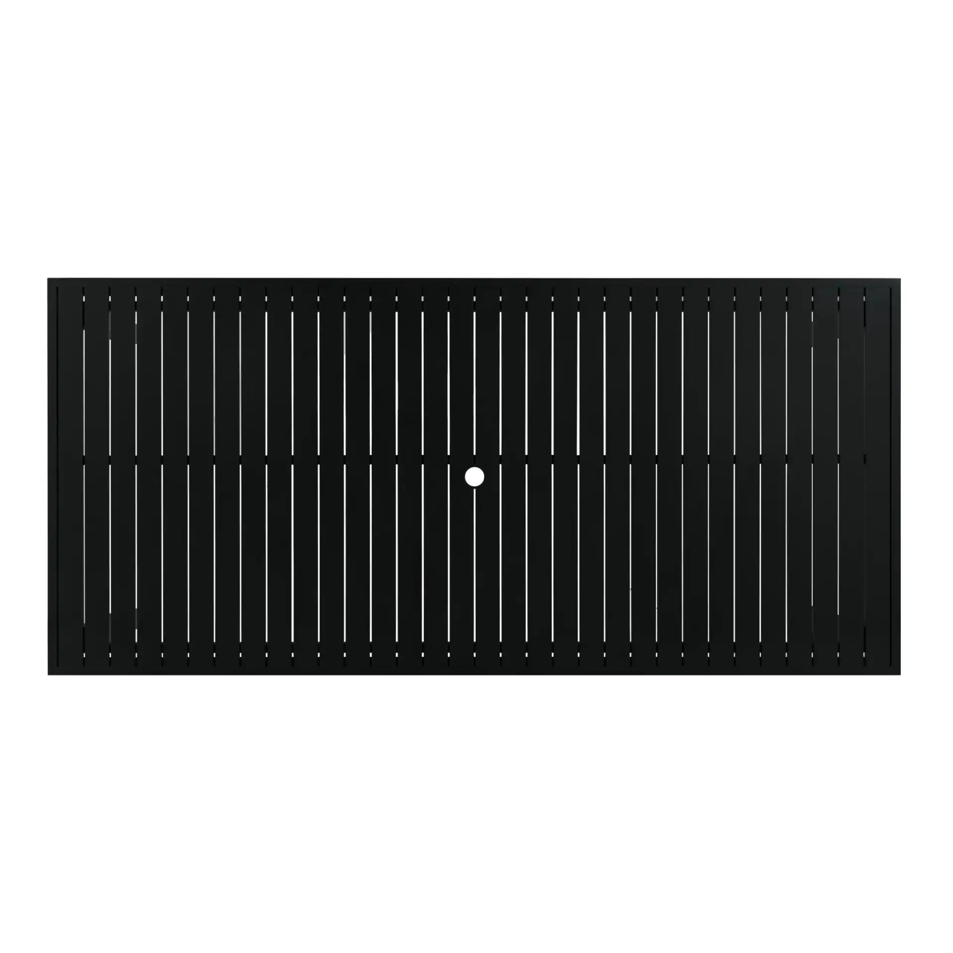Capricio Aluminum 90" Outdoor Dining Table in Black, detail view
