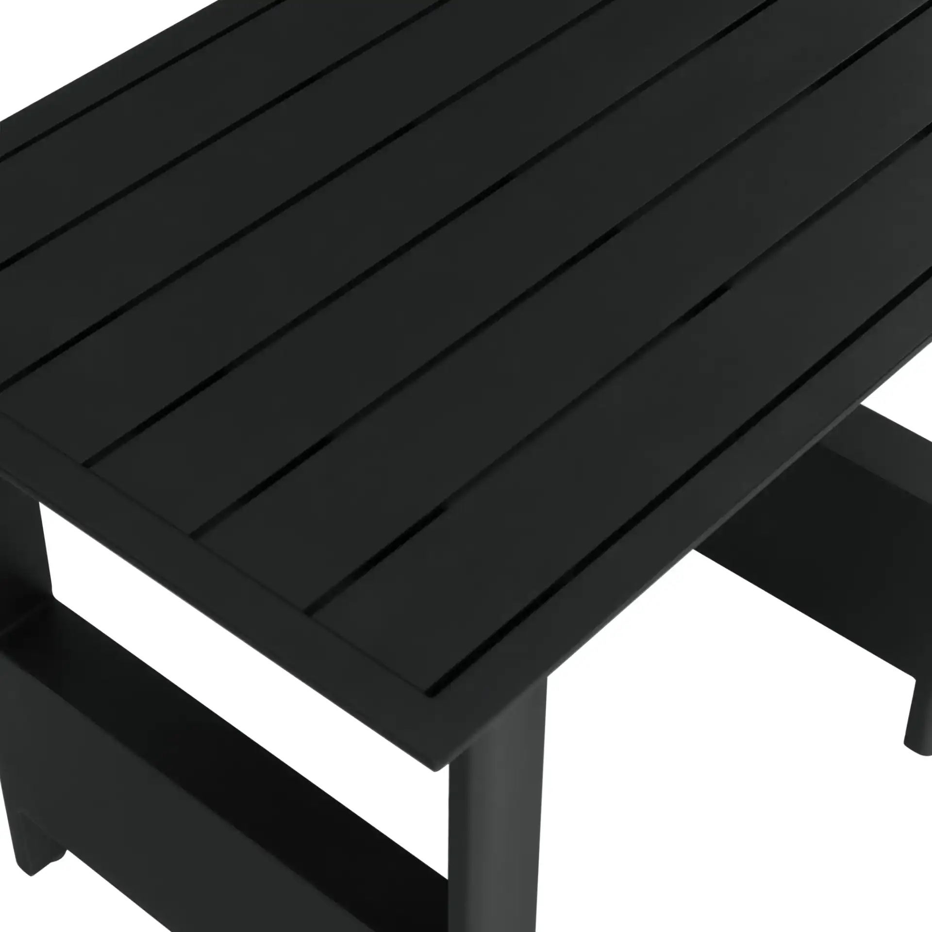 Capricio Aluminum Outdoor End Table in Black in a styled room