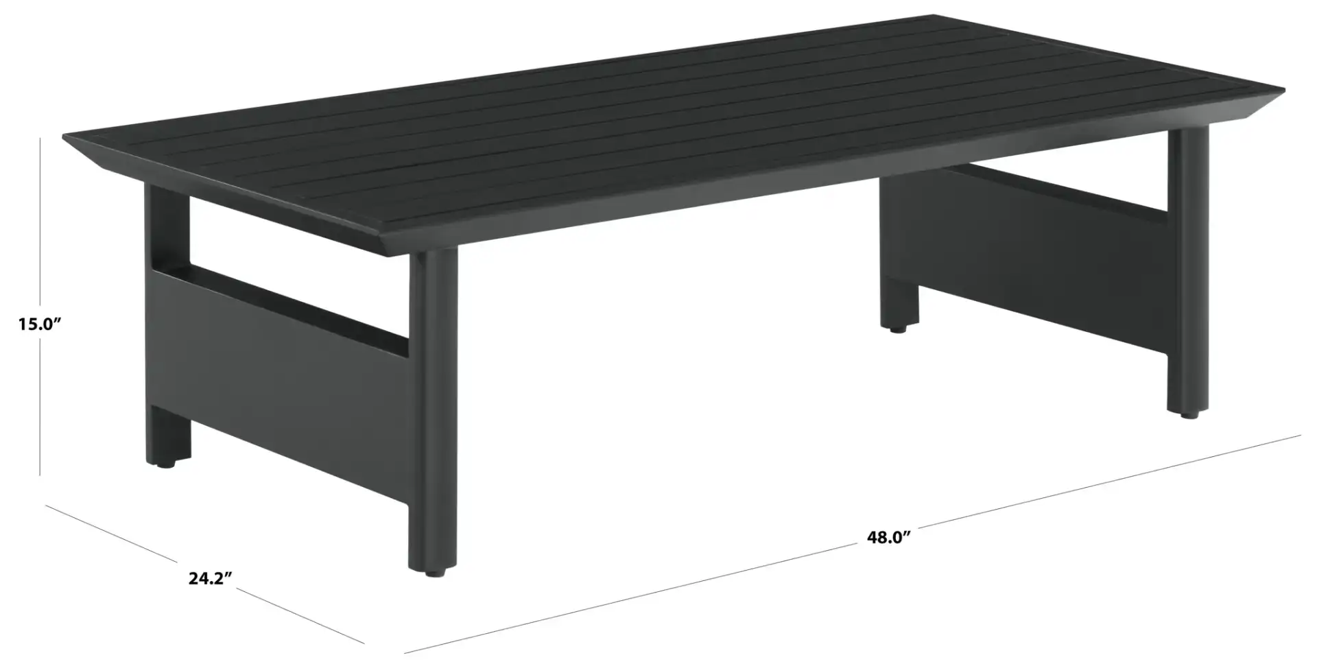 Capricio Aluminum Outdoor Coffee Table in Black, detail view