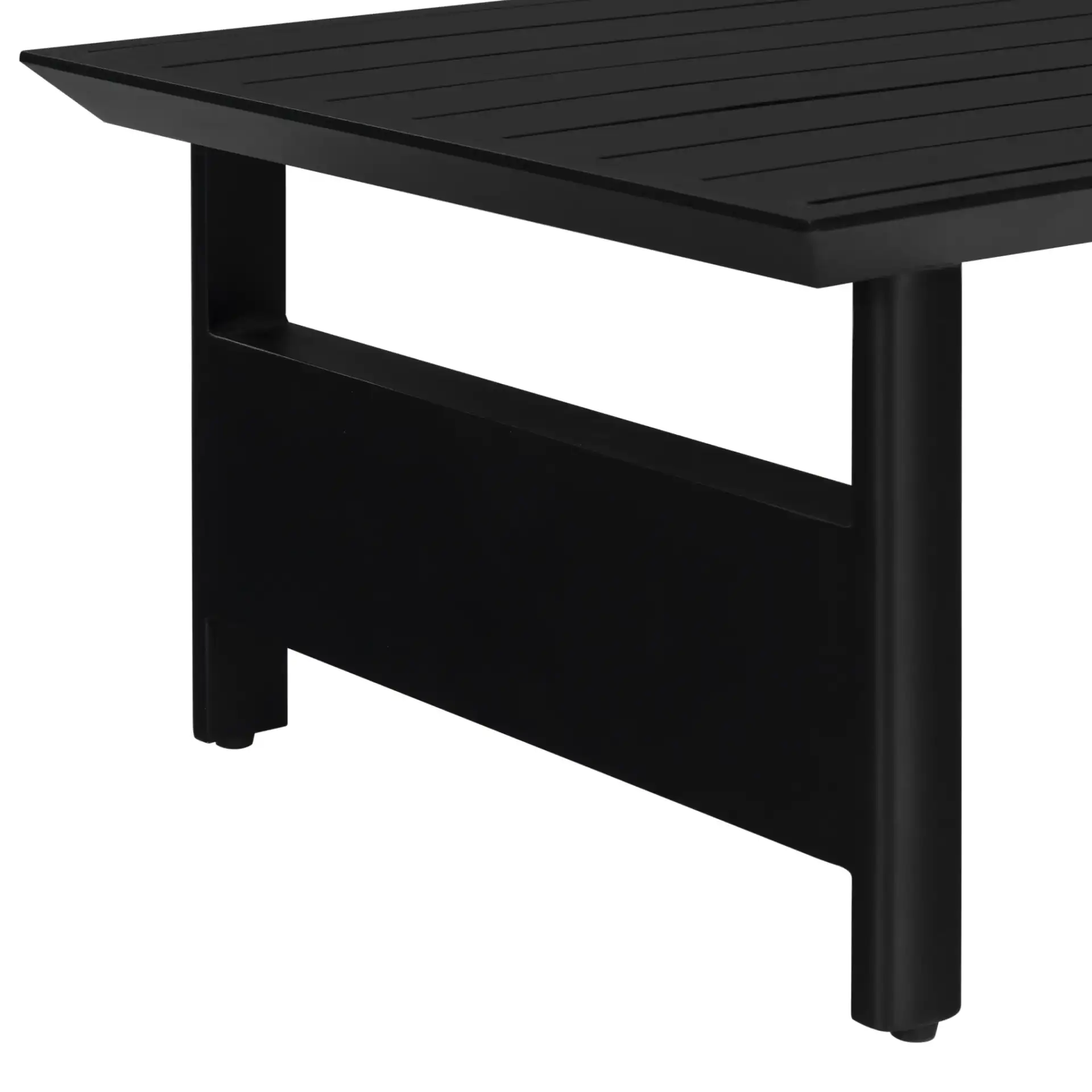 Capricio Aluminum Outdoor Coffee Table in Black, detail view