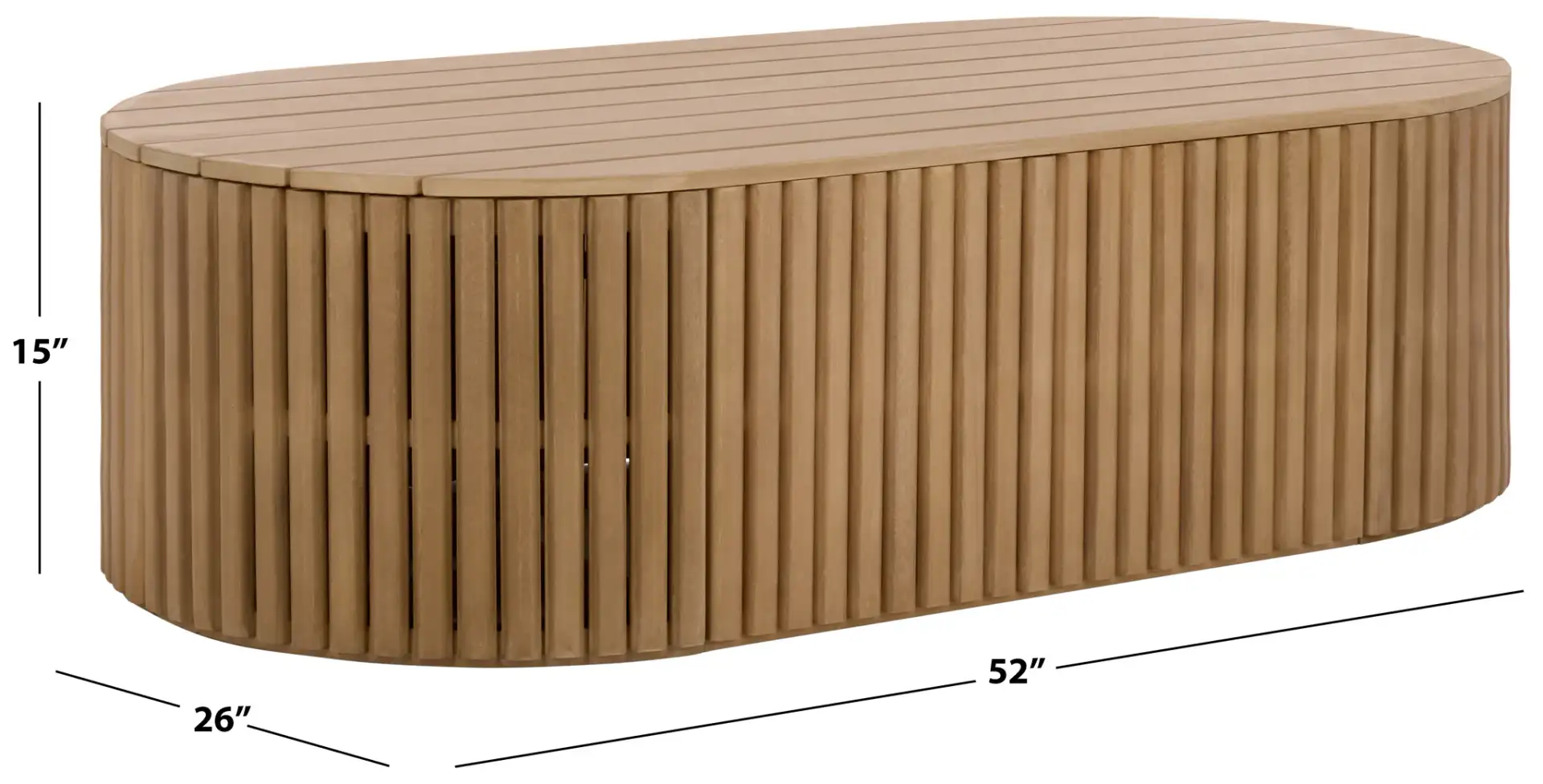 Arielle Wood Coffee Table in Natural, detail view