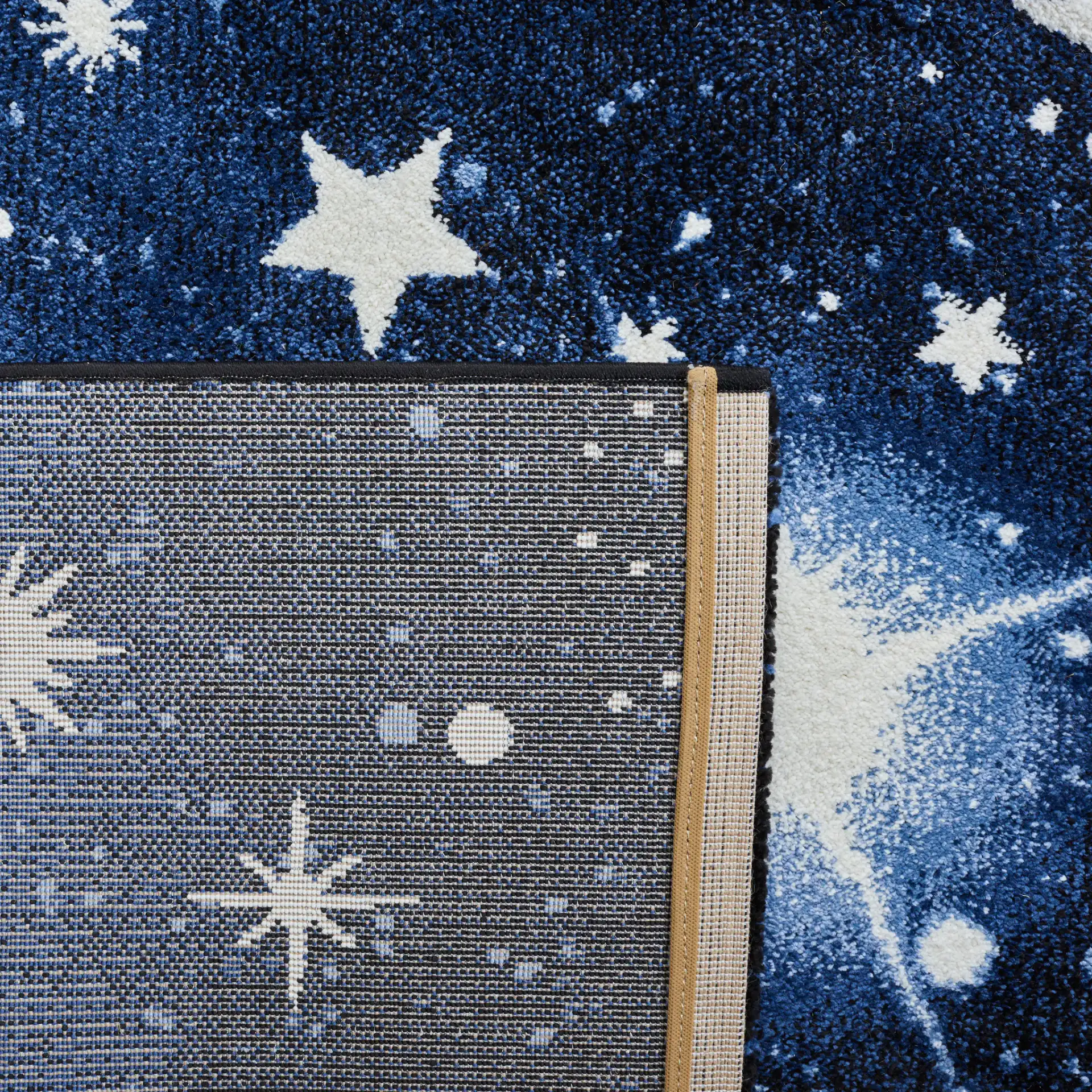 Carousel Kids Outer Space Rug in Dark Blue / Light Blue in a styled room