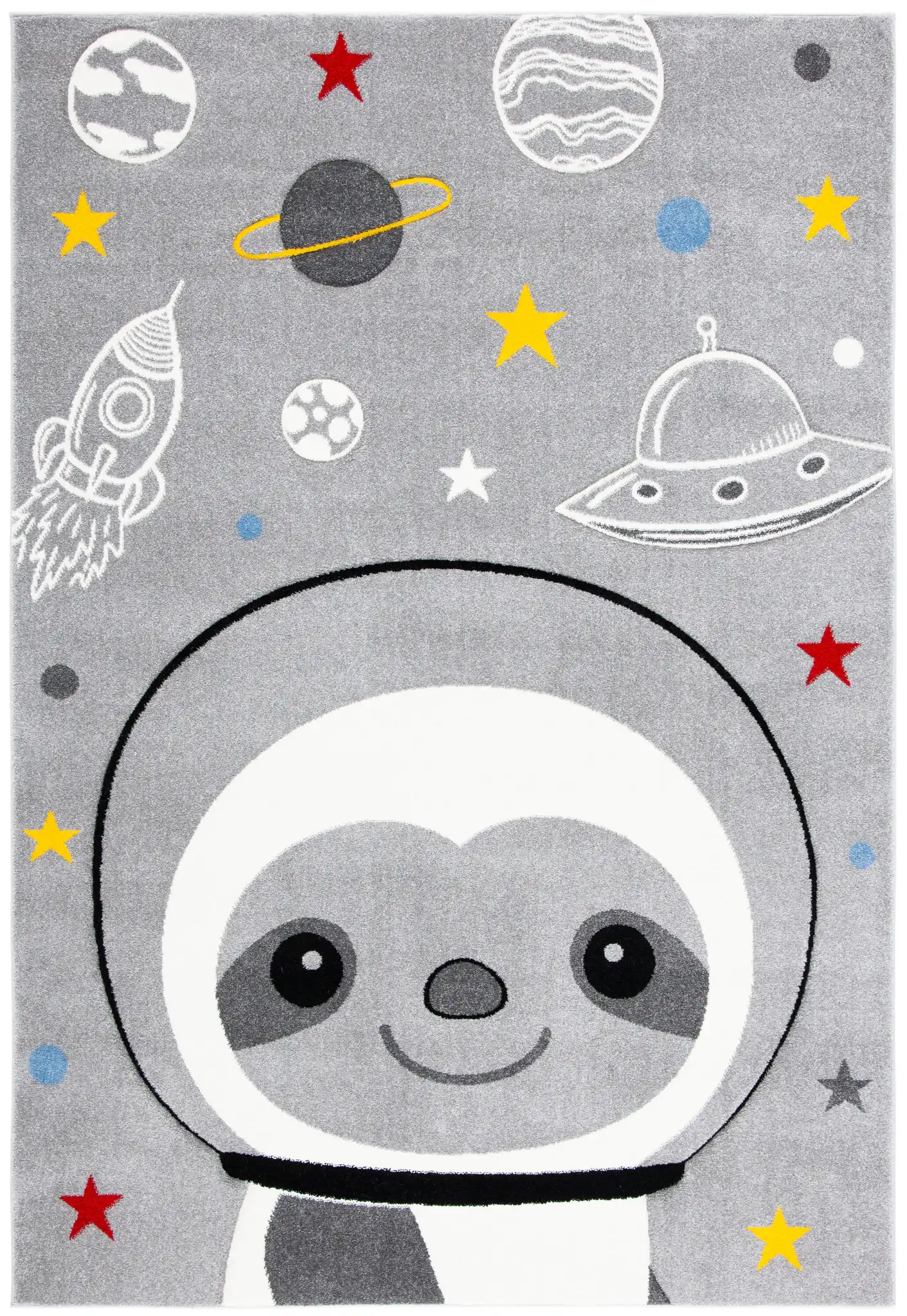 Carousel Kids Astronaut Sloth Rug in Gray / Ivory