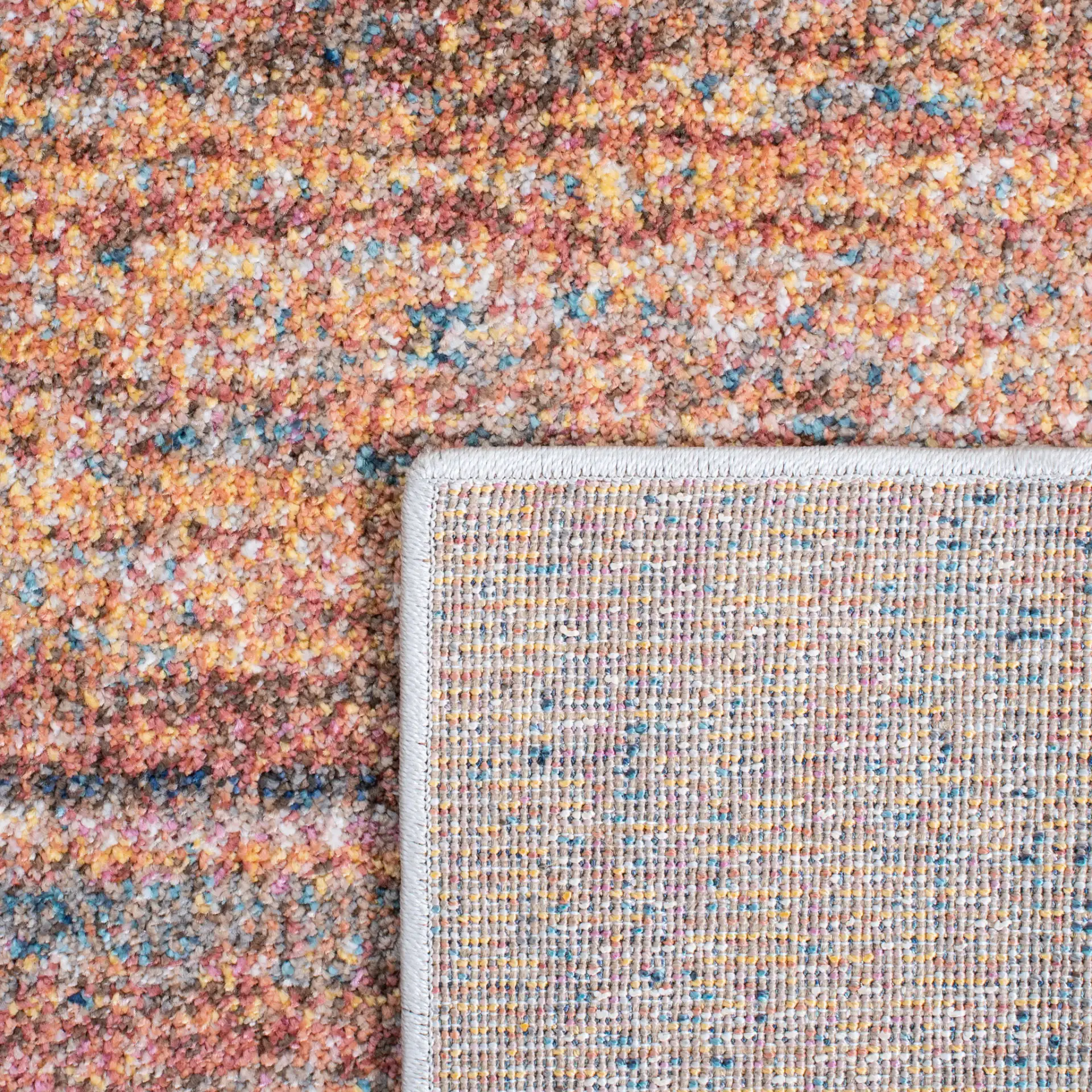 Crystal Abstract Stripe Rug in Rust / Blue in a styled room