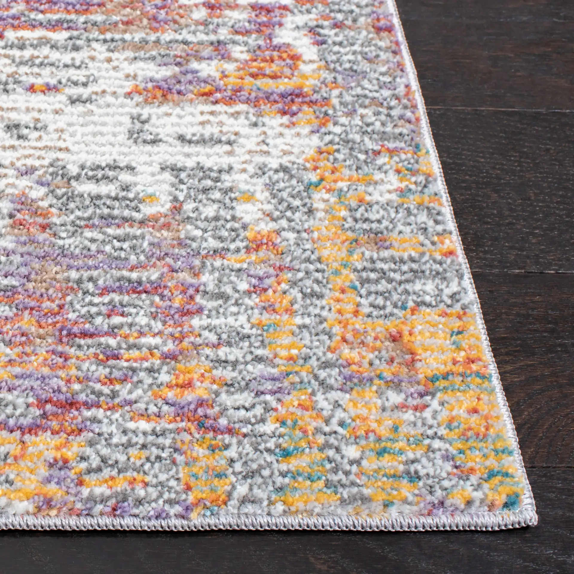 Crystal Abstract Rug in Beige / Rust in a styled room