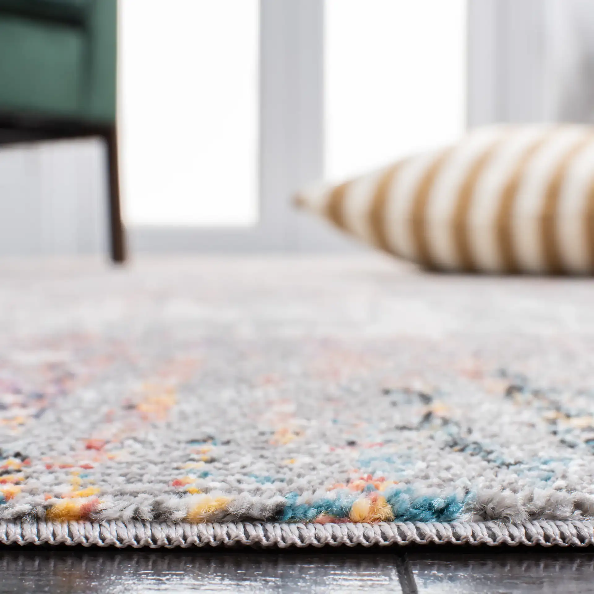 Crystal Abstract Rug in Beige / Rust in a styled room