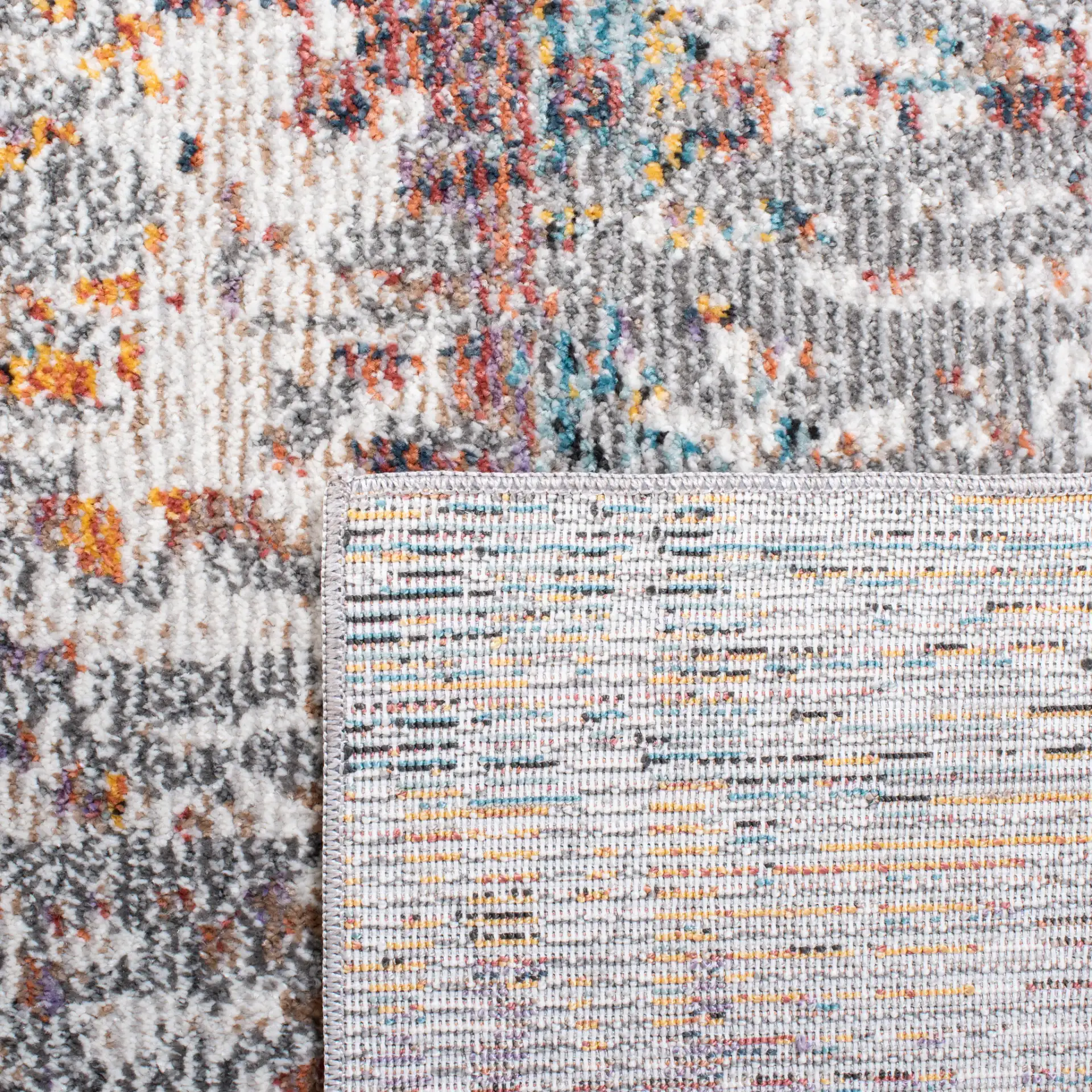 Crystal Abstract Rug in Beige / Rust in a styled room