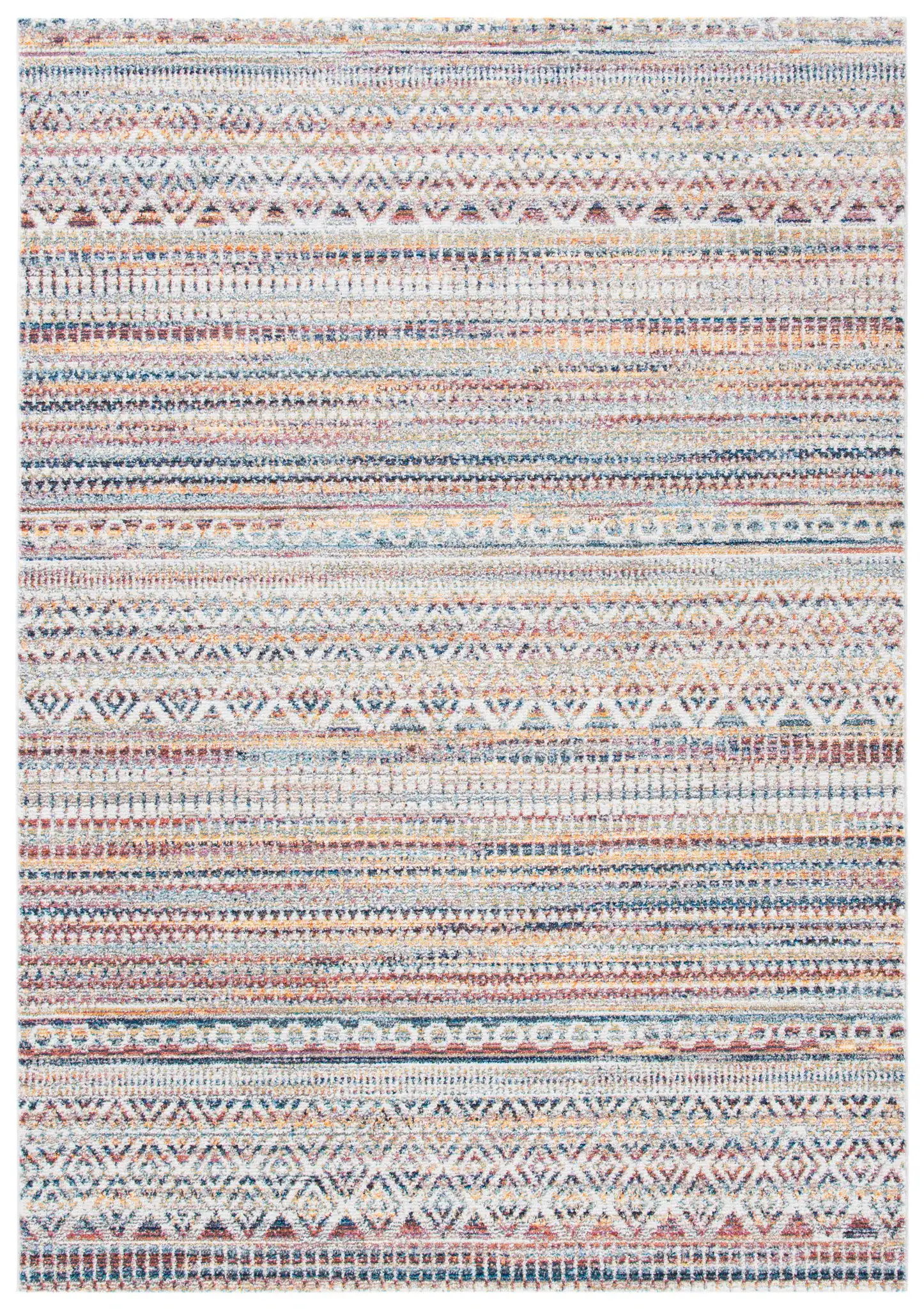 Crystal Banded Geometric Rug in Rust / Gold, detail view