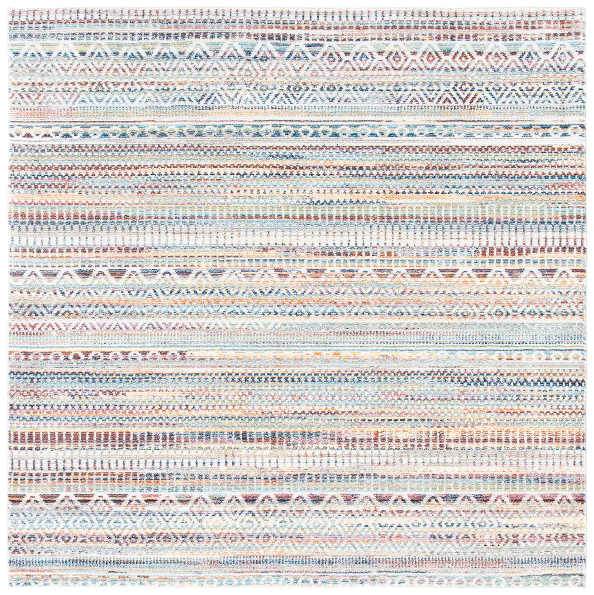 Crystal Banded Geometric Rug in Rust / Gold