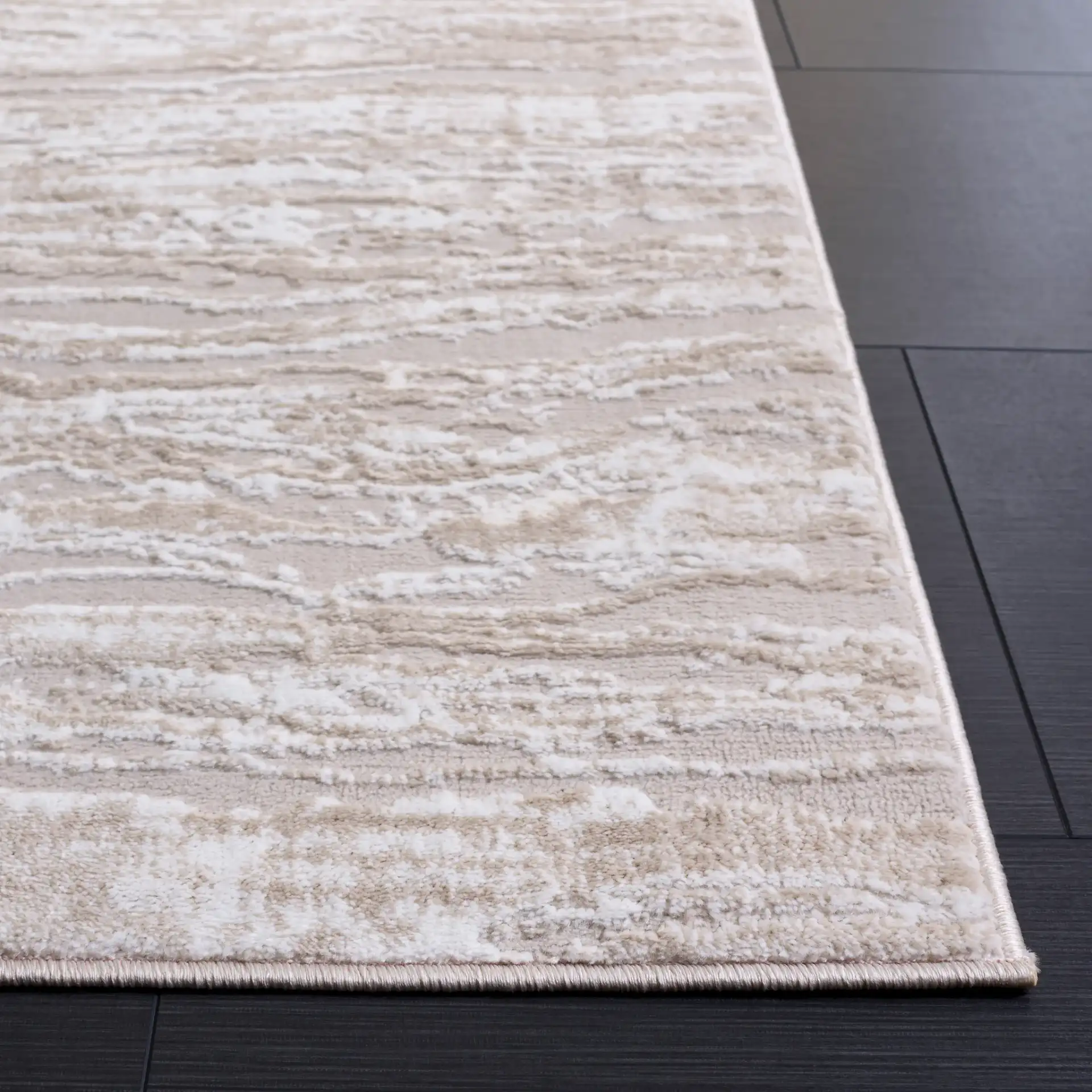 Carter Marble Rug in Ivory / Taupe in a styled room
