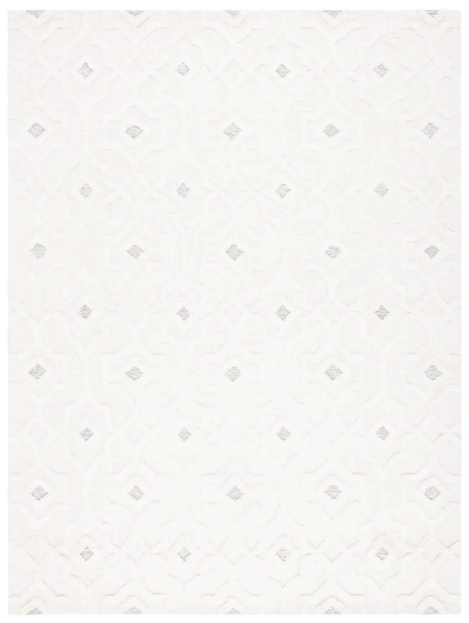Casablanca Carved Trellis Hand-Tufted Wool Rug in Ivory