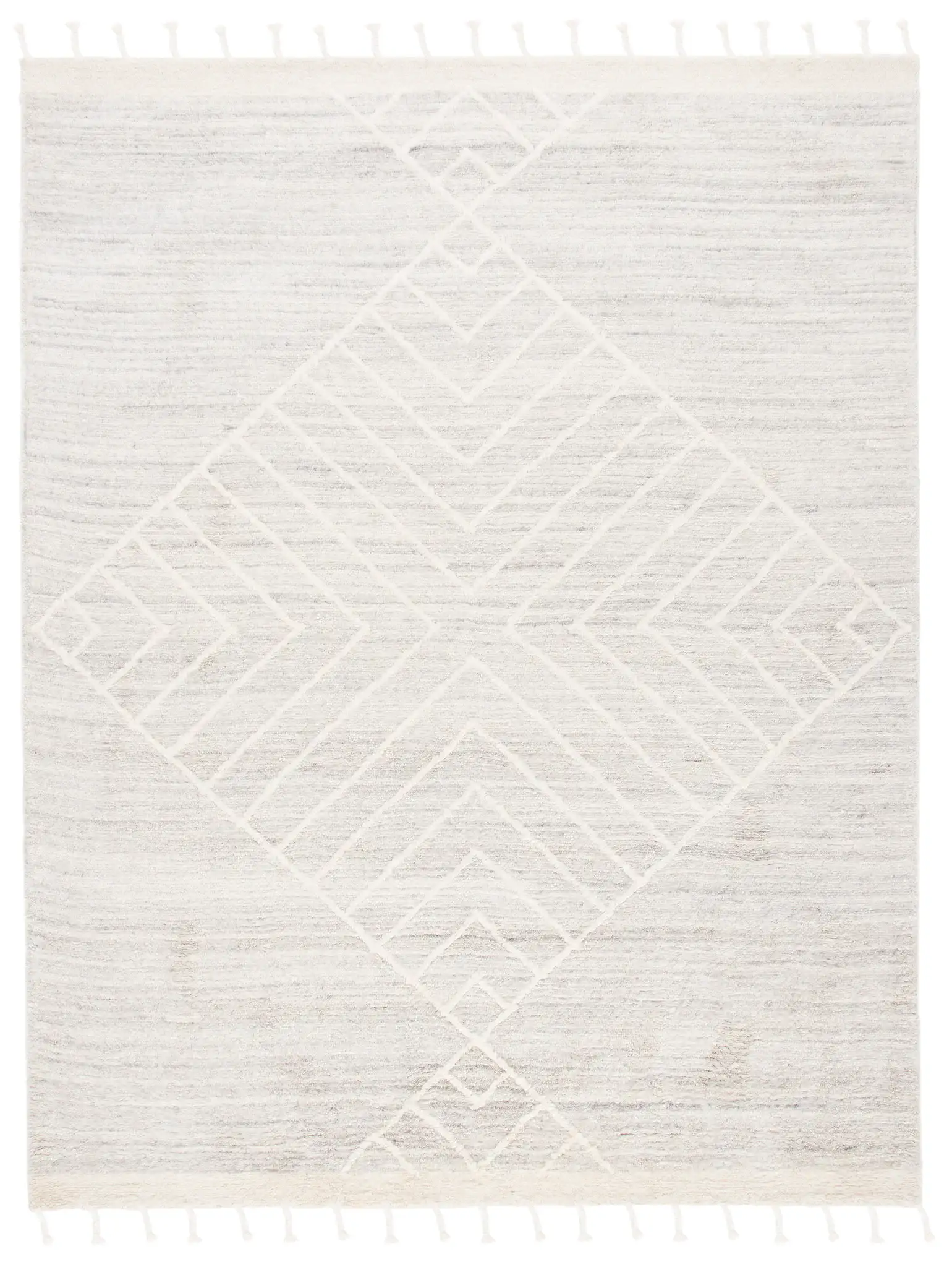 Casablanca Nested Diamond Hand-Tufted Wool Rug in Beige / Ivory