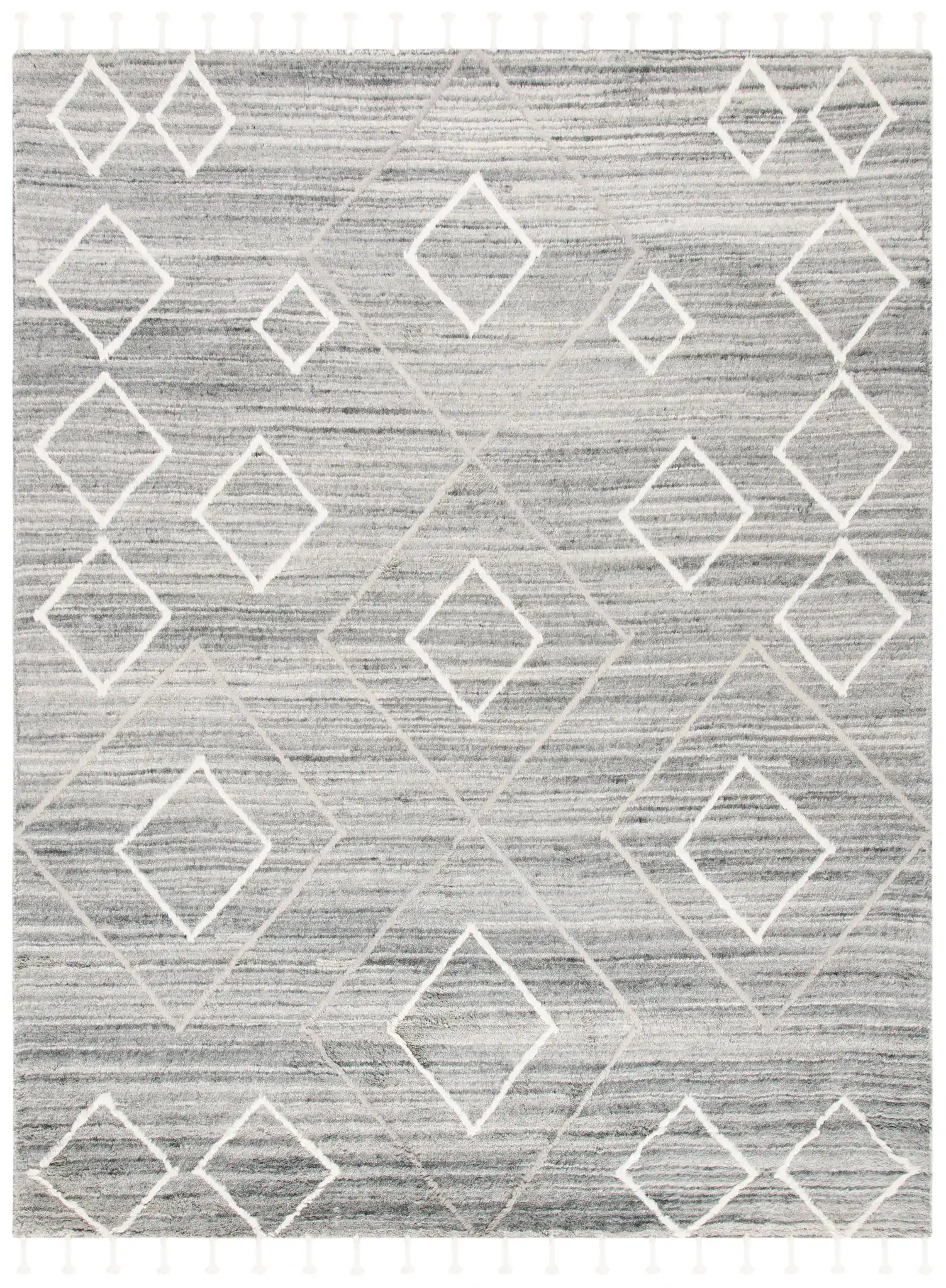 Casablanca Abrash Floating Diamond Hand-Tufted Wool Rug in Gray / Ivory