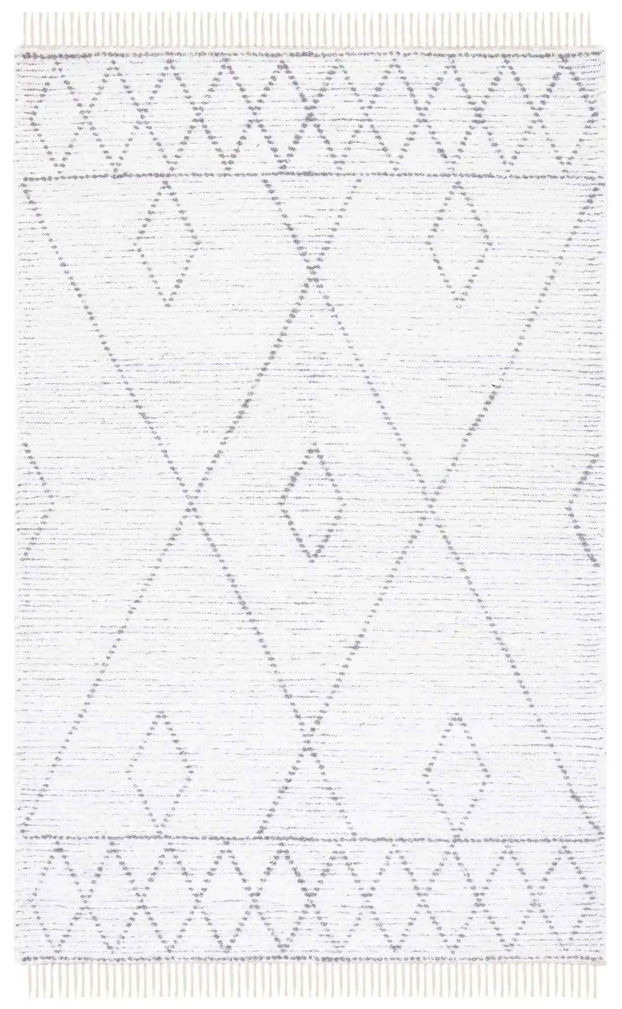 Casablanca Diamond Lattice Hand-Woven Cotton Rug in Ivory / Gray