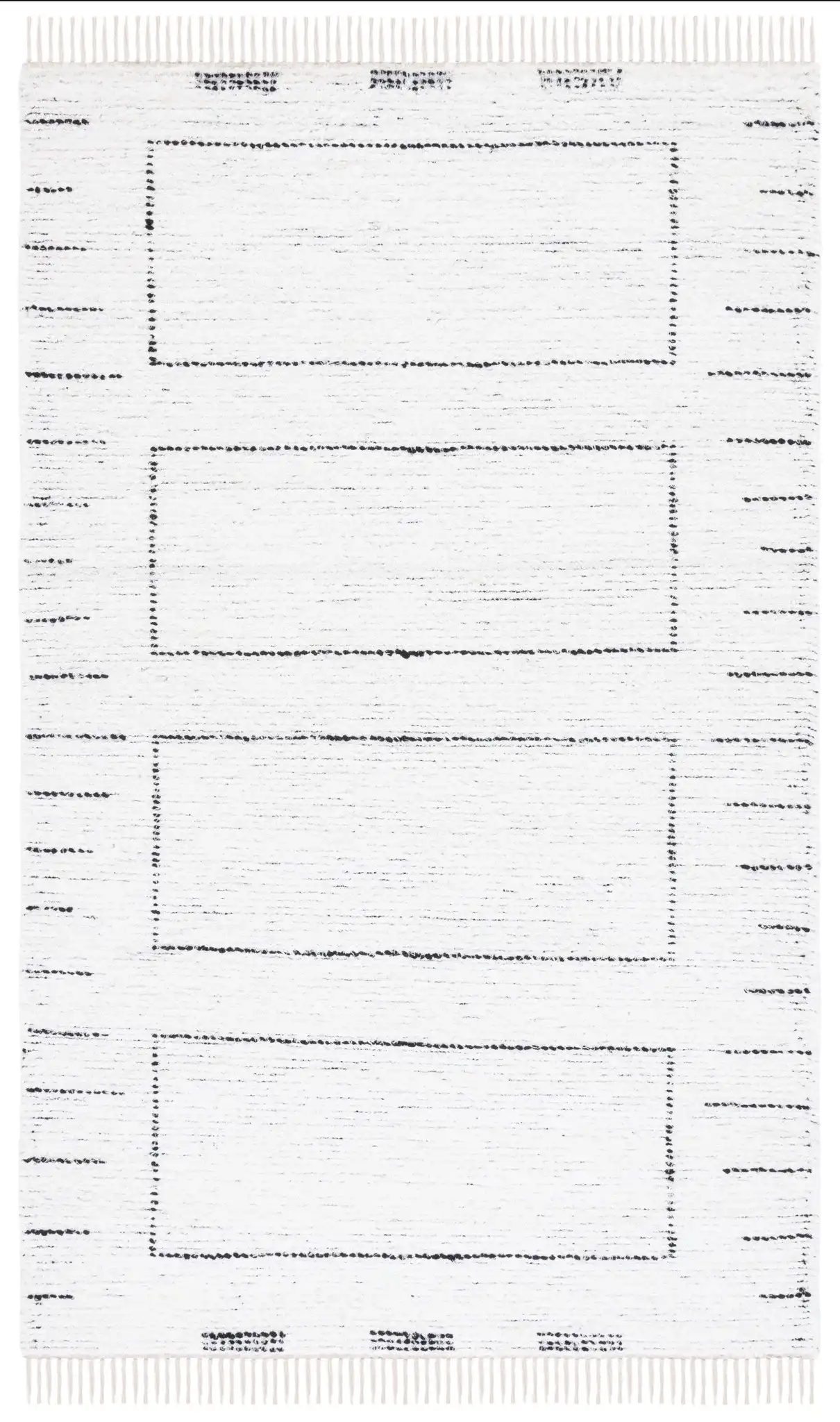 Casablanca Stacked Rectangle Hand-Woven Cotton Rug in Ivory / Black