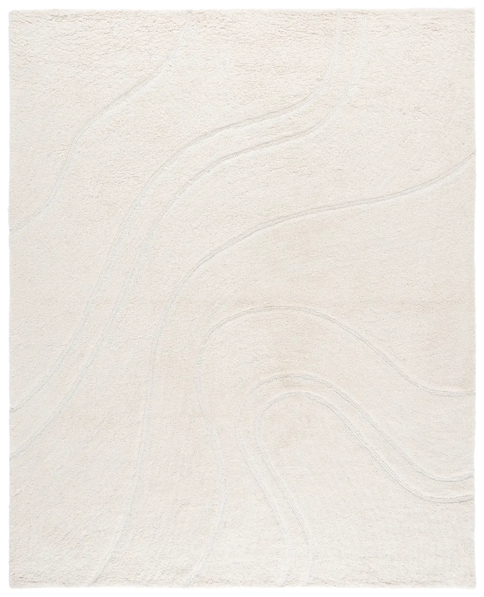 Casablanca Carved Wave Hand-Tufted Wool Rug in Ivory
