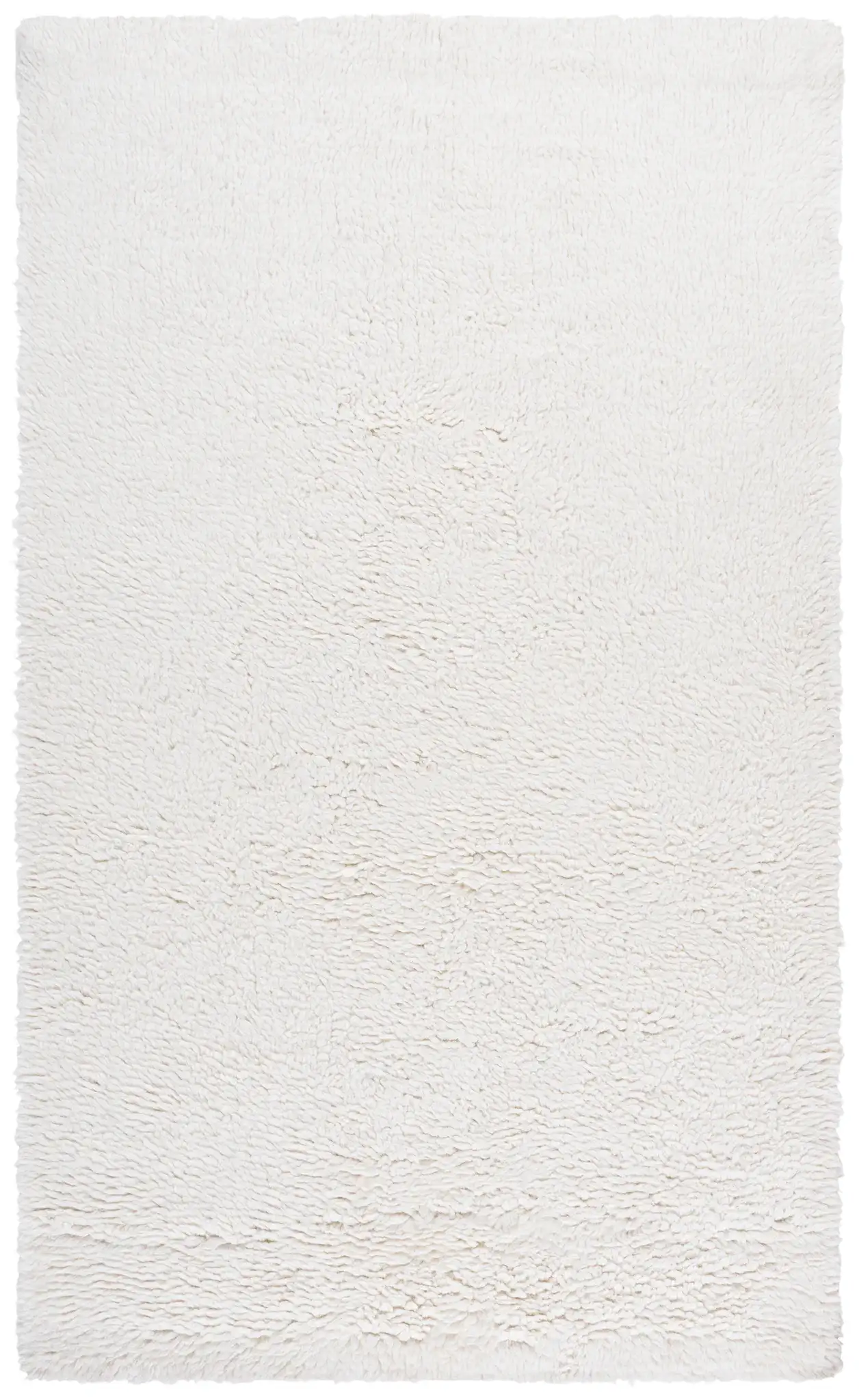 Casablanca Solid Hand-Loomed Wool Shag Rug in Ivory