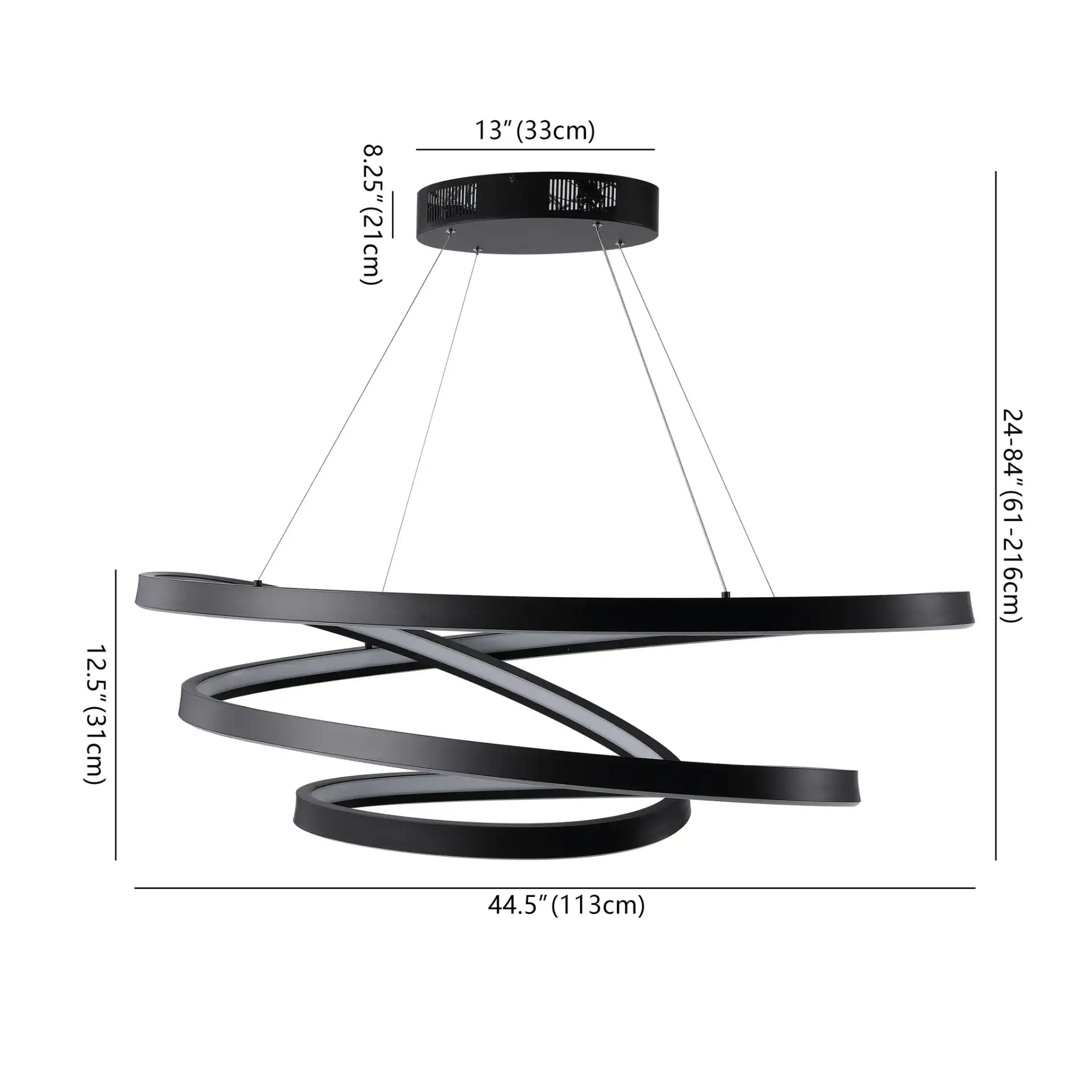 Brianne Infinity Chandelier in Black, detail view