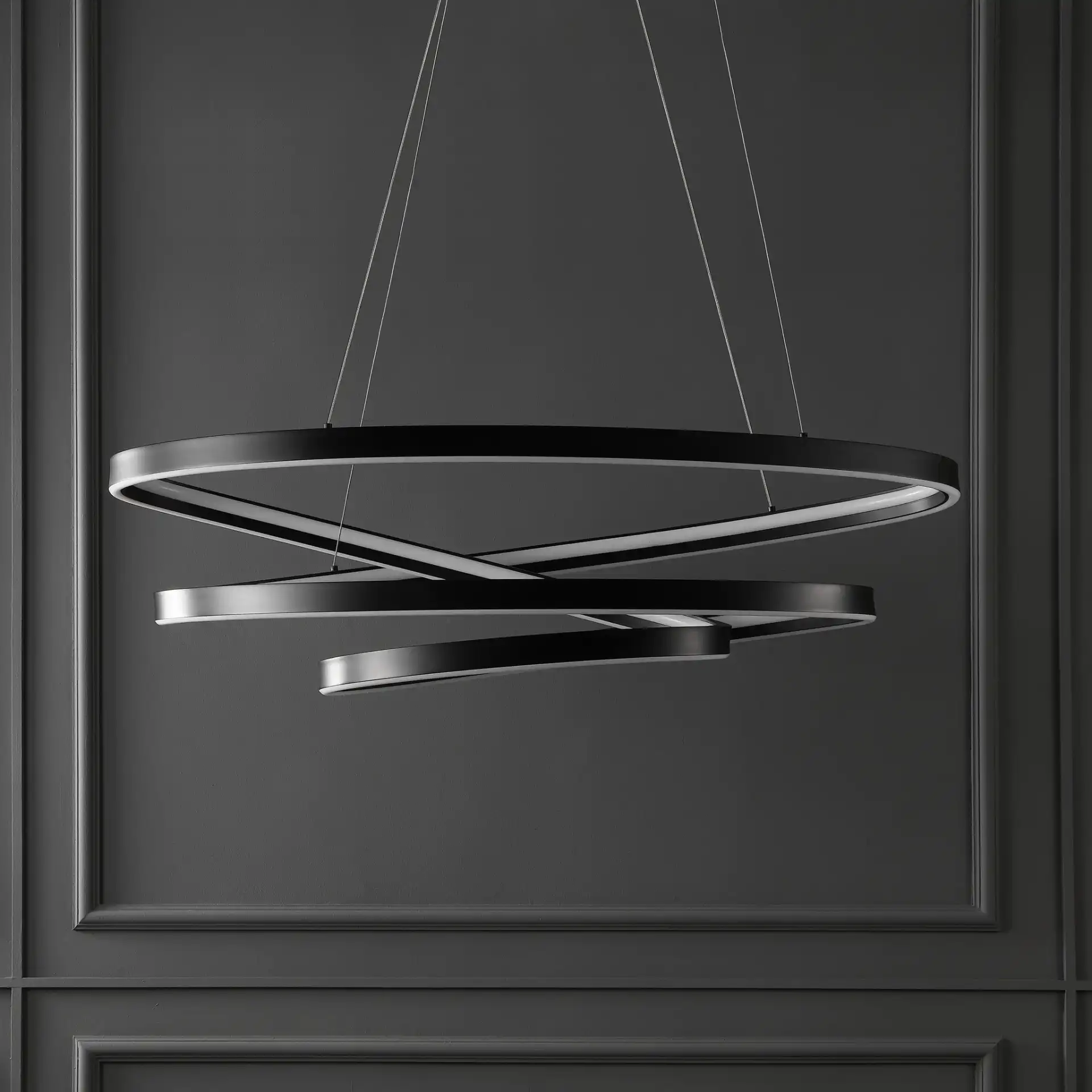 Brianne Infinity Chandelier in Black, detail view