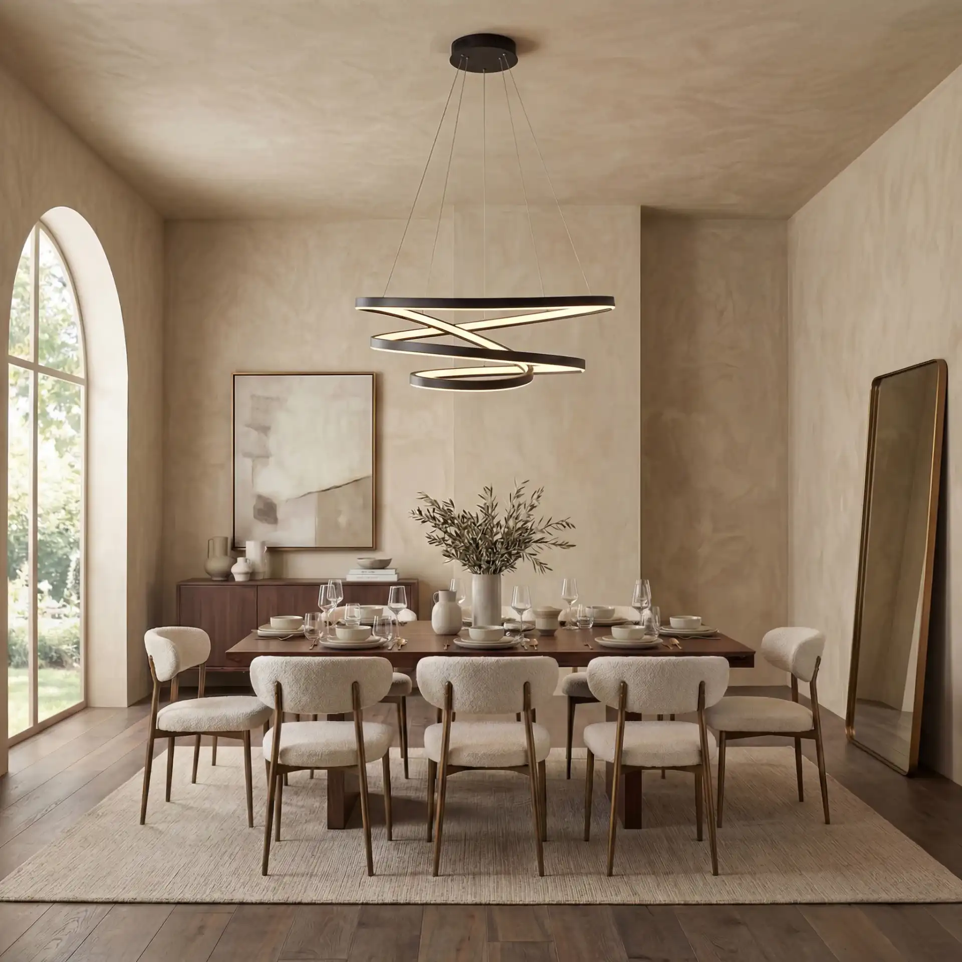 Brianne Infinity Chandelier in Black in a styled room