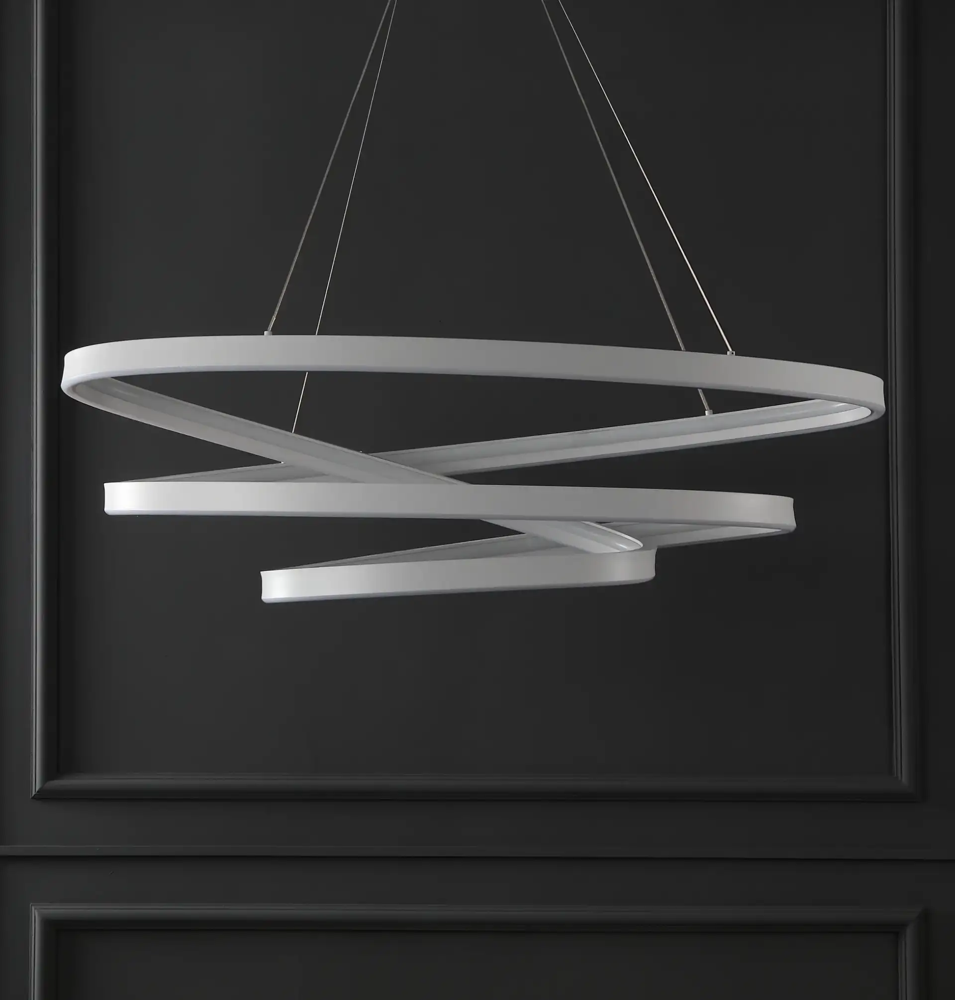 Brianne Infinity Chandelier in Black in a styled room