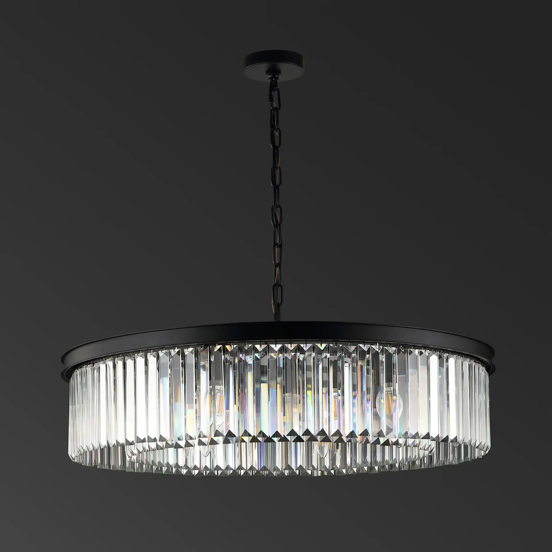 Jennaya Crystal Chandelier in Black, detail view