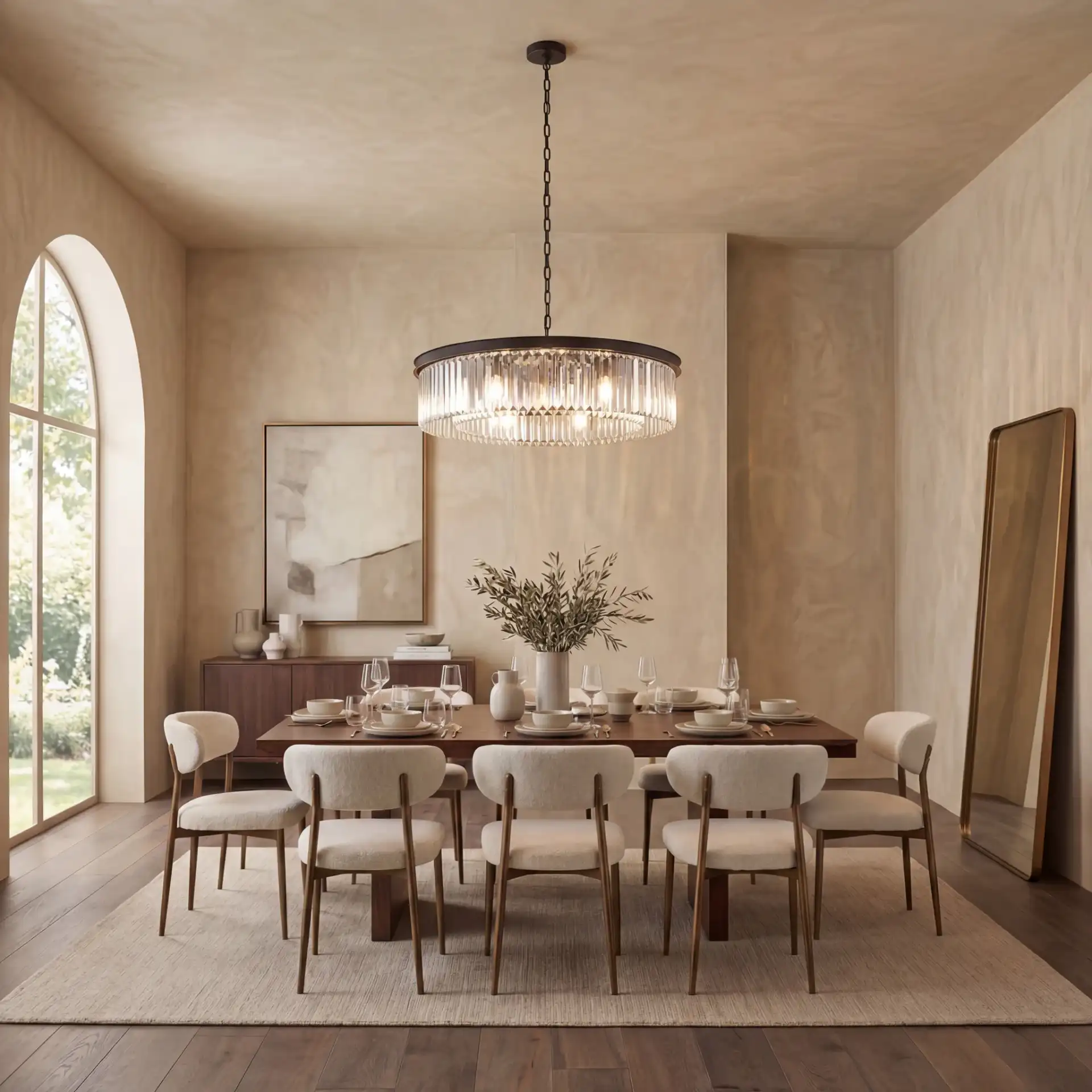 Jennaya Crystal Chandelier in Black in a styled room