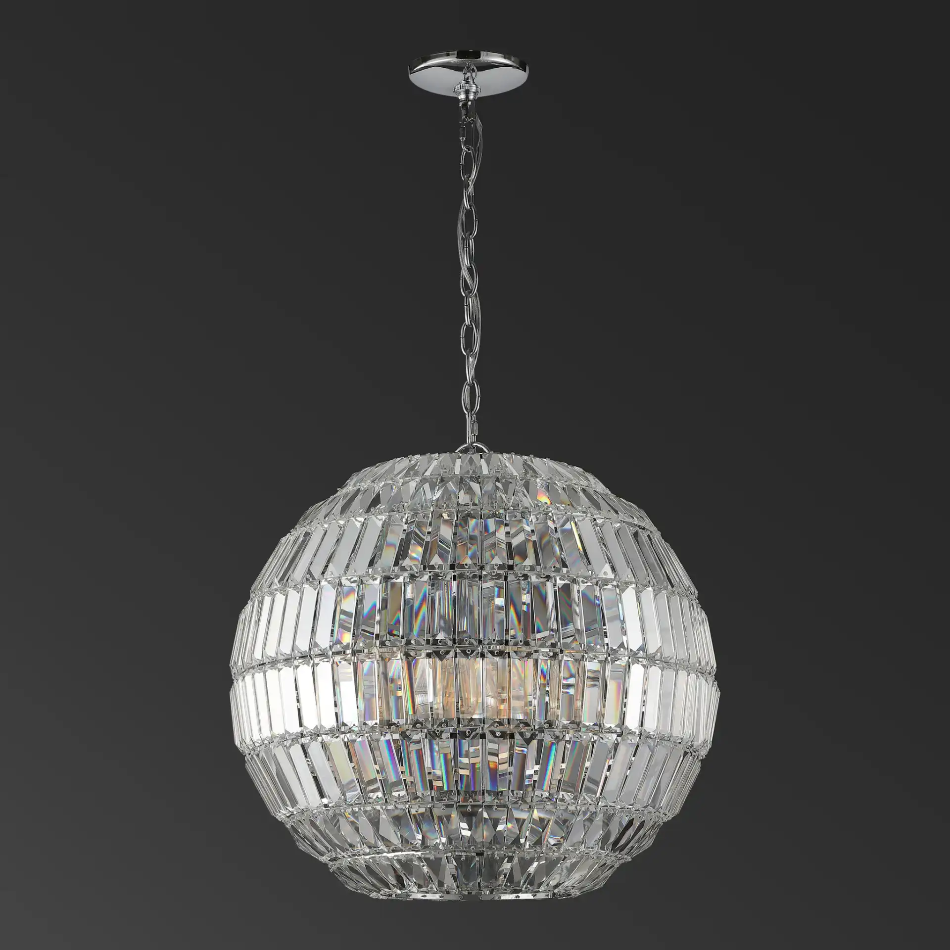 Demarco Small Crystal Chandelier in Chrome, detail view
