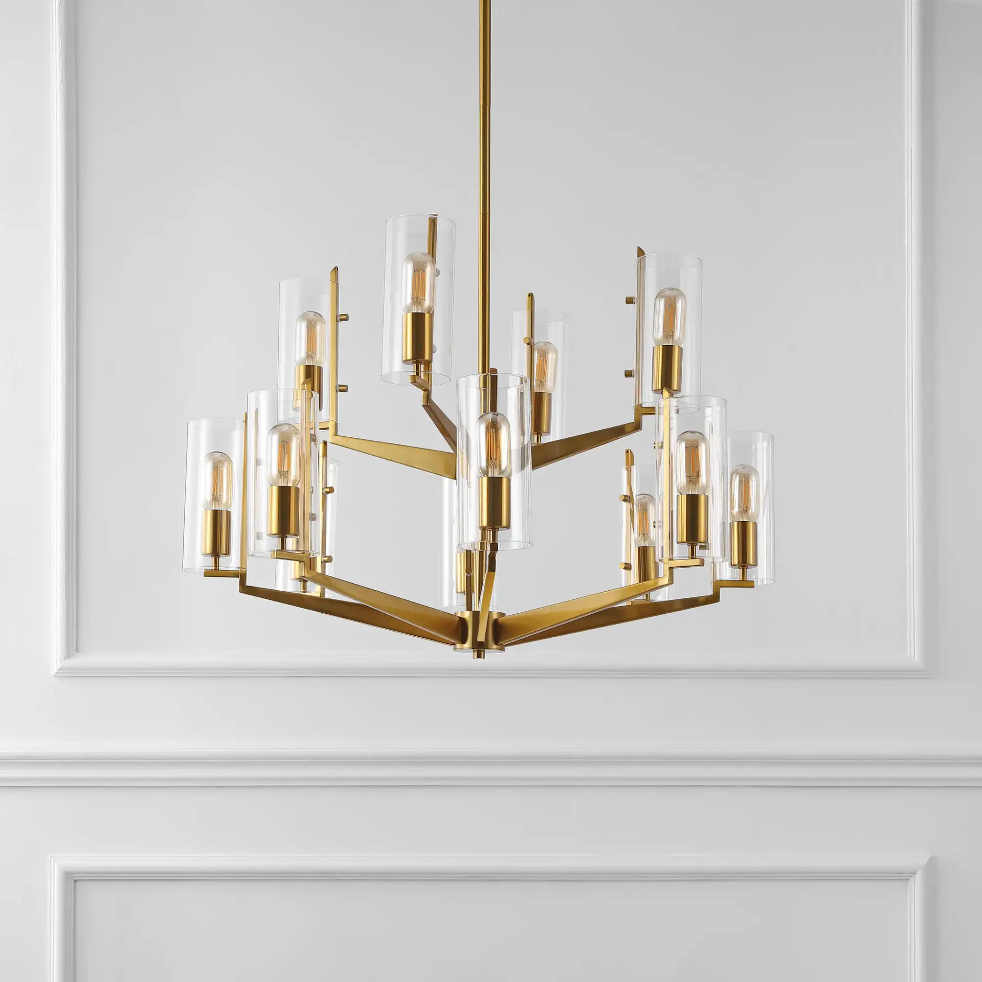 Jennica Glass Chandelier in Gold, detail view