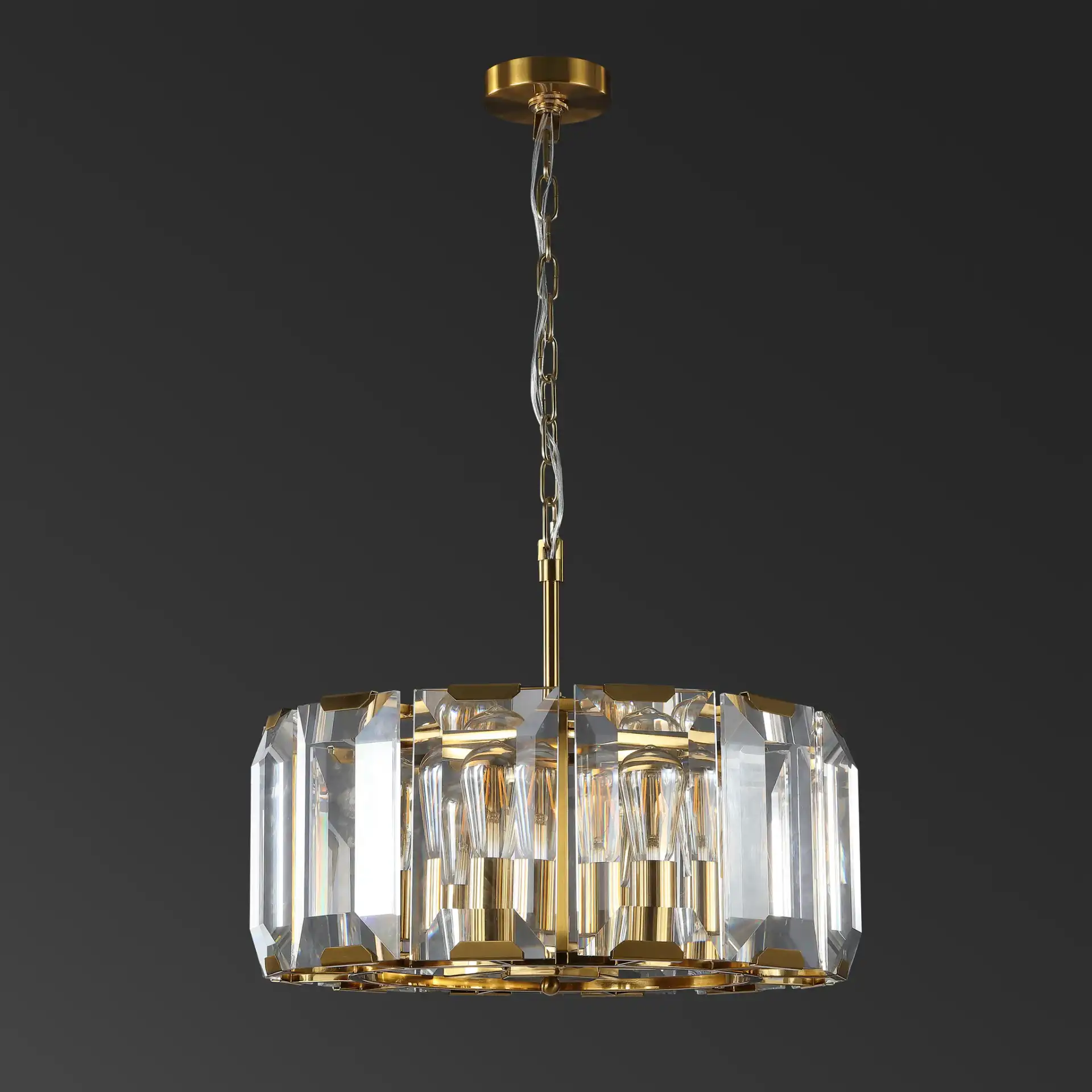Symone Glass Chandelier in Gold, detail view