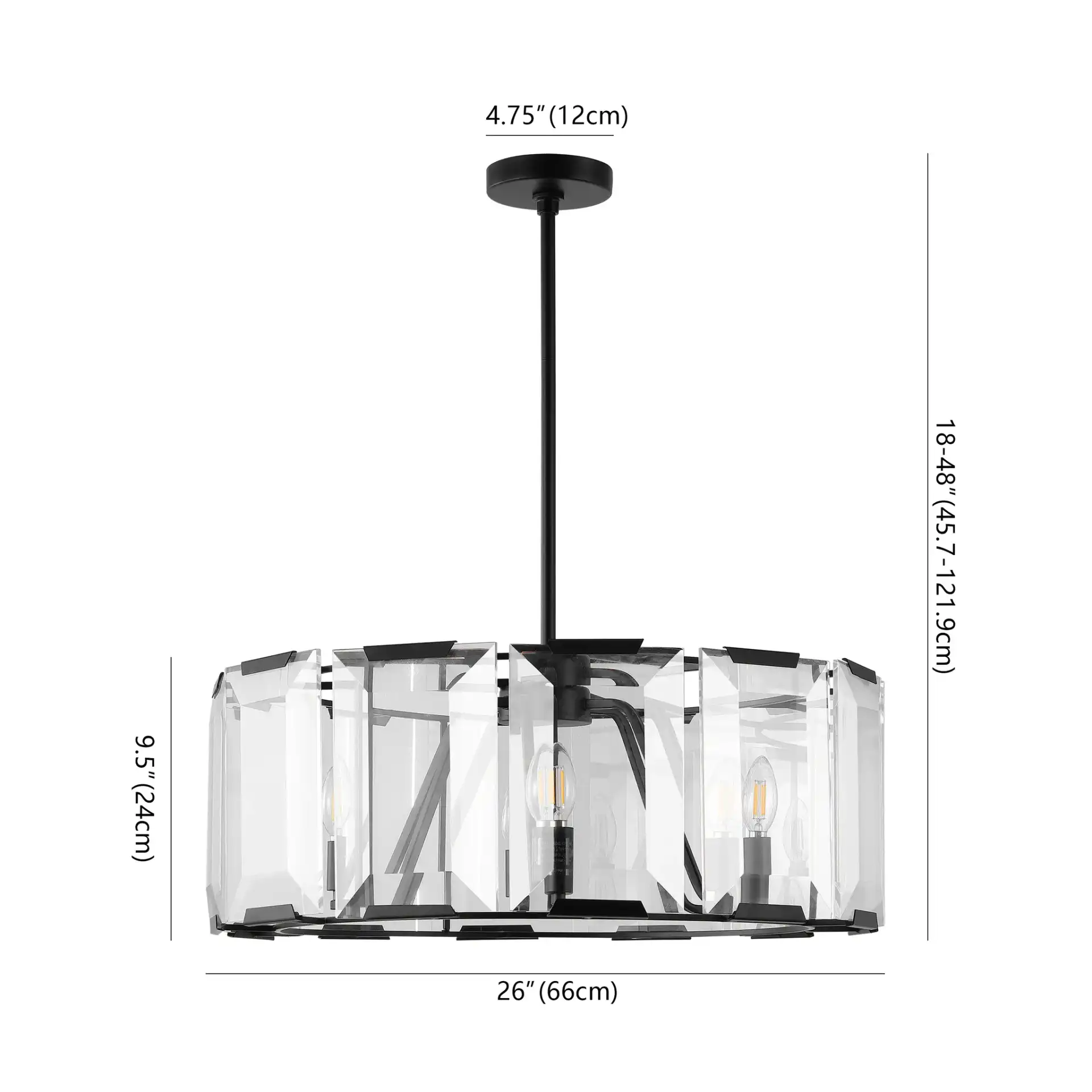 Esperanza Crystal Chandelier in Black, detail view