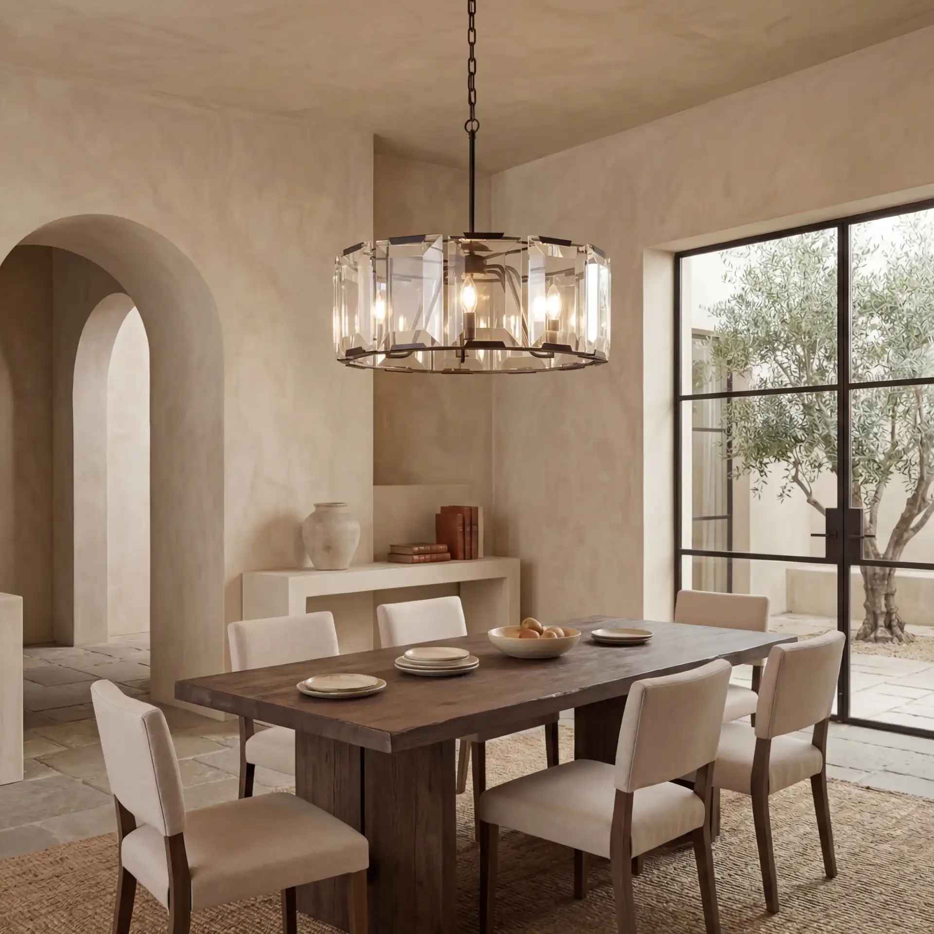 Esperanza Crystal Chandelier in Black in a styled room