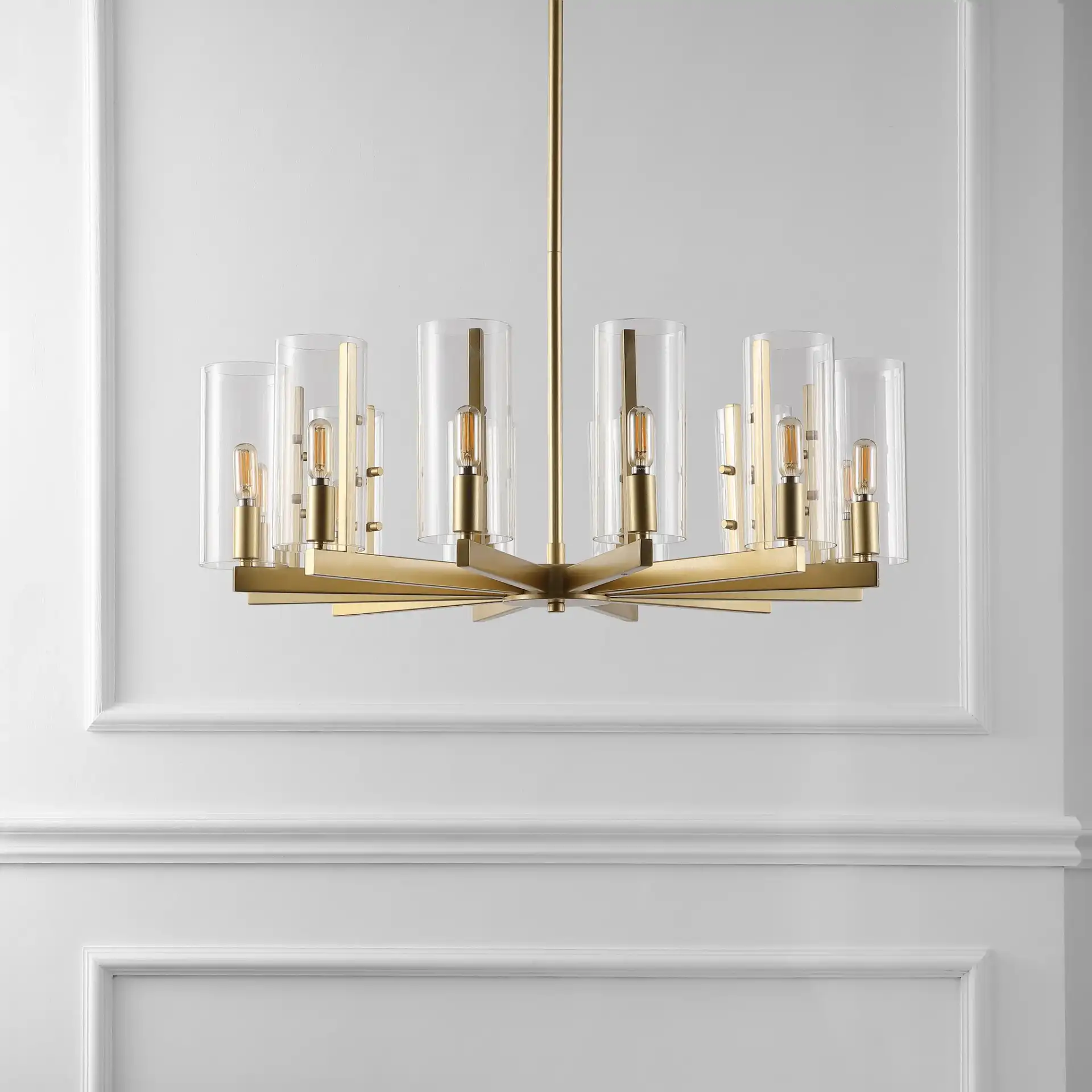 Benicio Gold Chandelier in Gold in a styled room