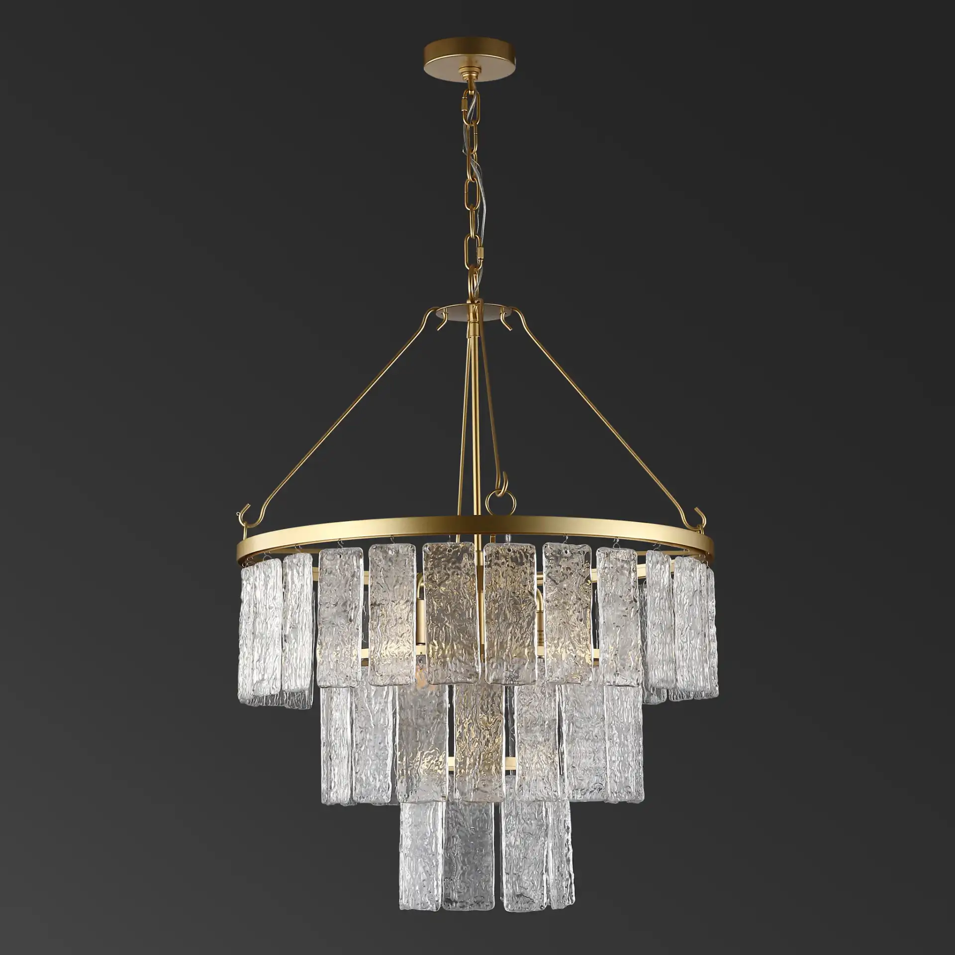 Marjory Three-Tier Chandelier in Gold, detail view