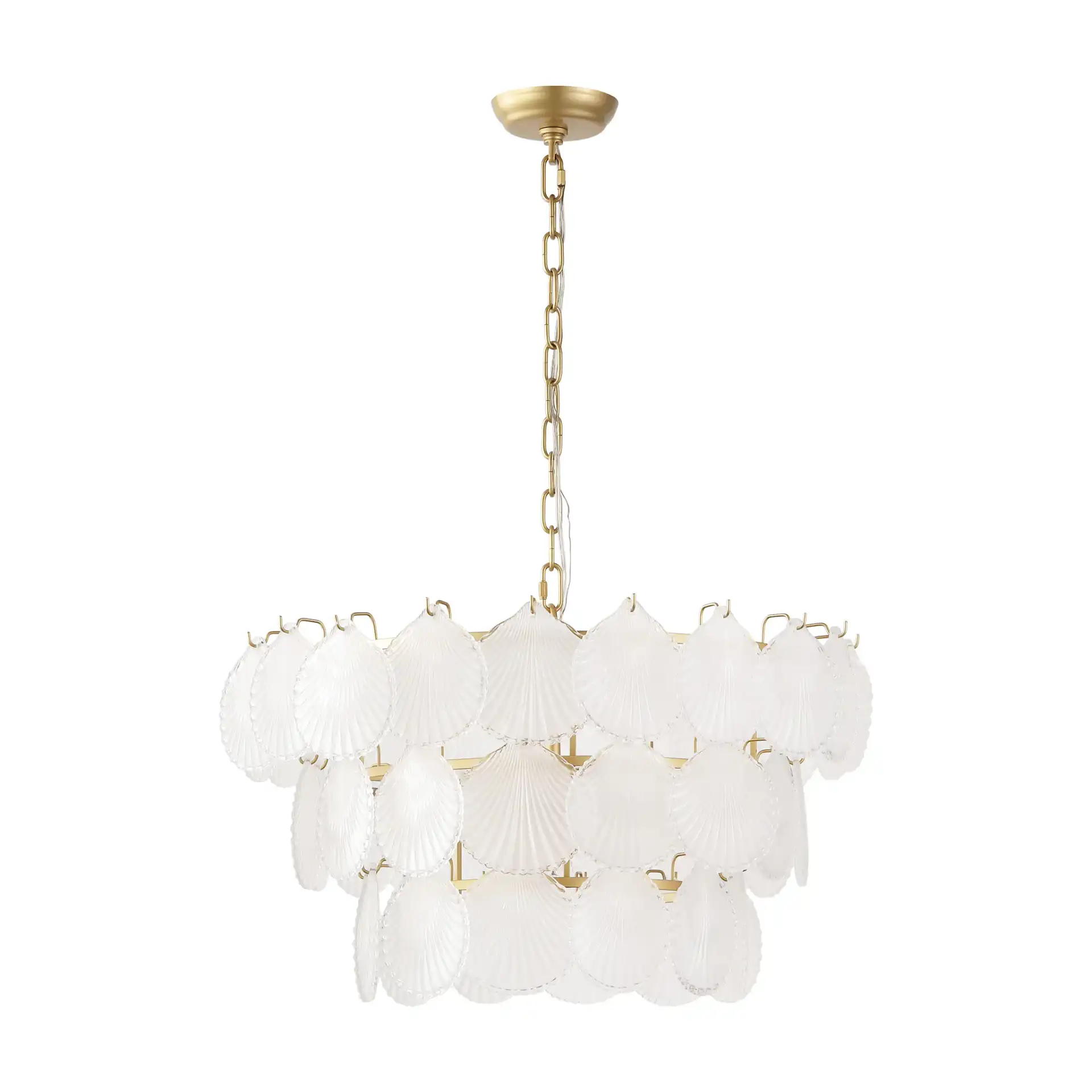 Gutierrez Three-Tier Glass Chandelier in Gold, detail view