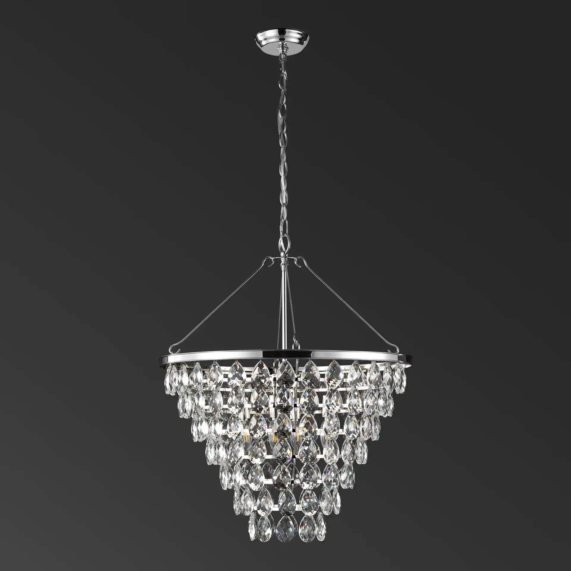 Nydia Teardrop Chandelier in Nickle, detail view