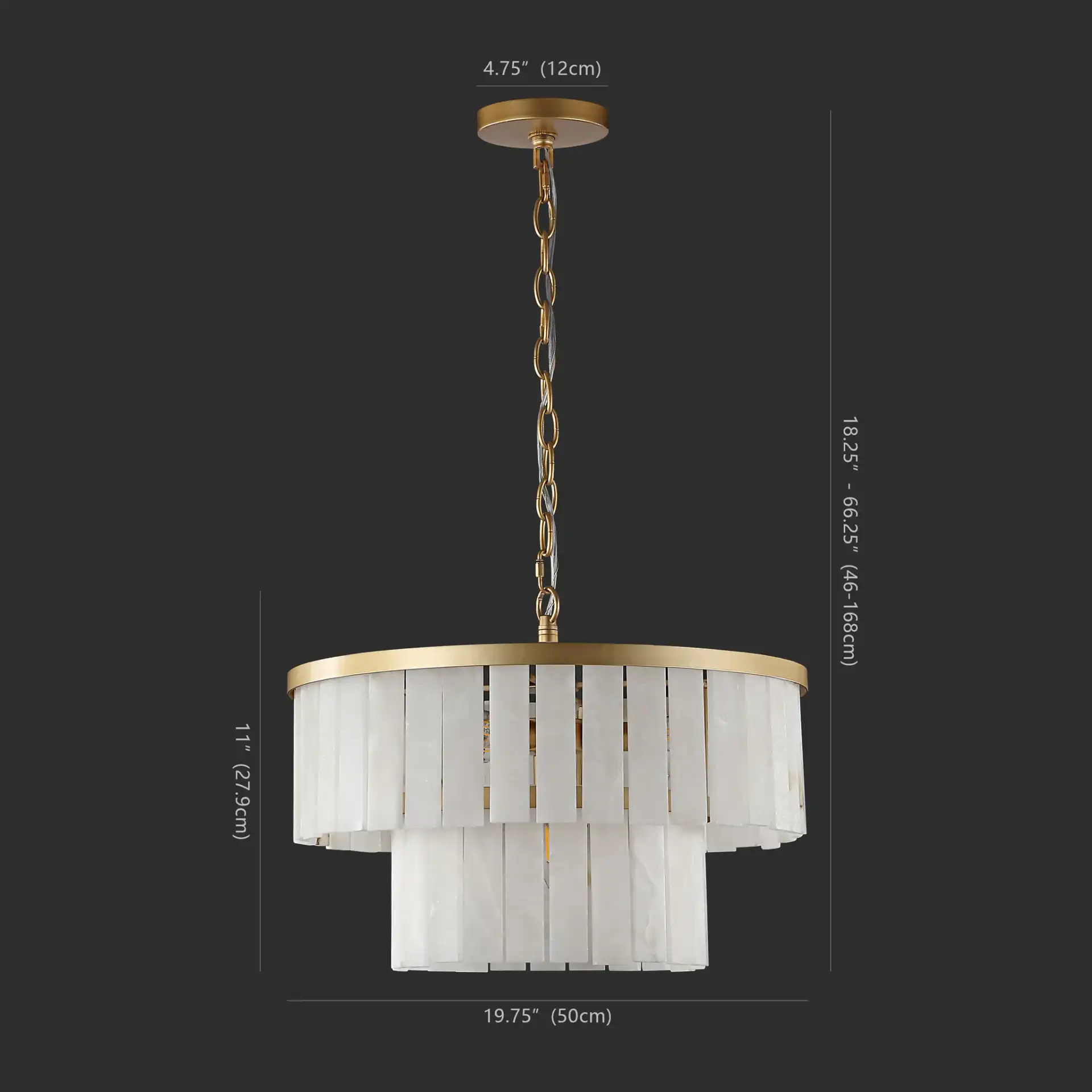 Kiandra Marble Two-Tier Chandelier in Gold / White, detail view