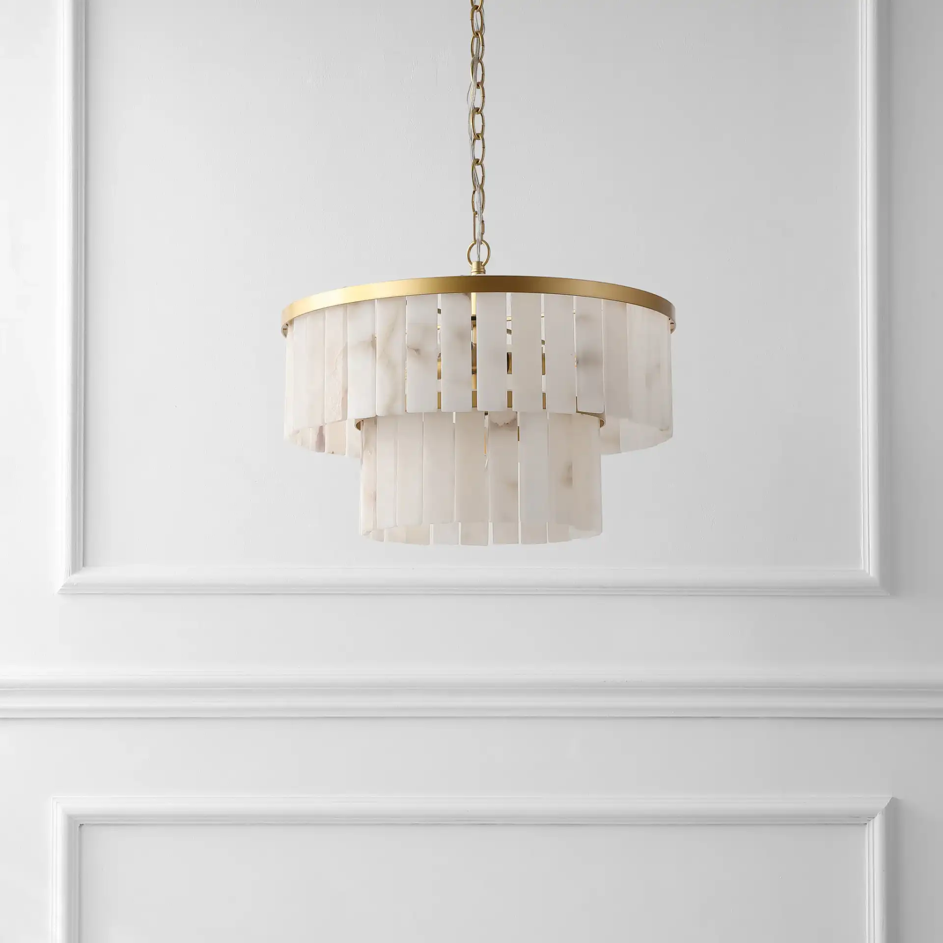 Kiandra Marble Two-Tier Chandelier in Gold / White, detail view