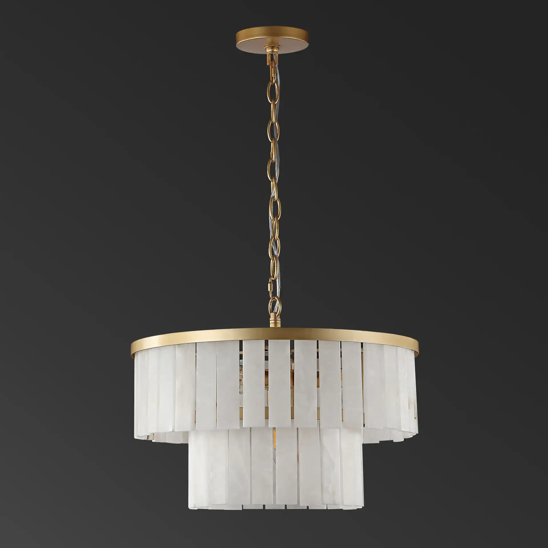 Kiandra Marble Two-Tier Chandelier in Gold / White, detail view