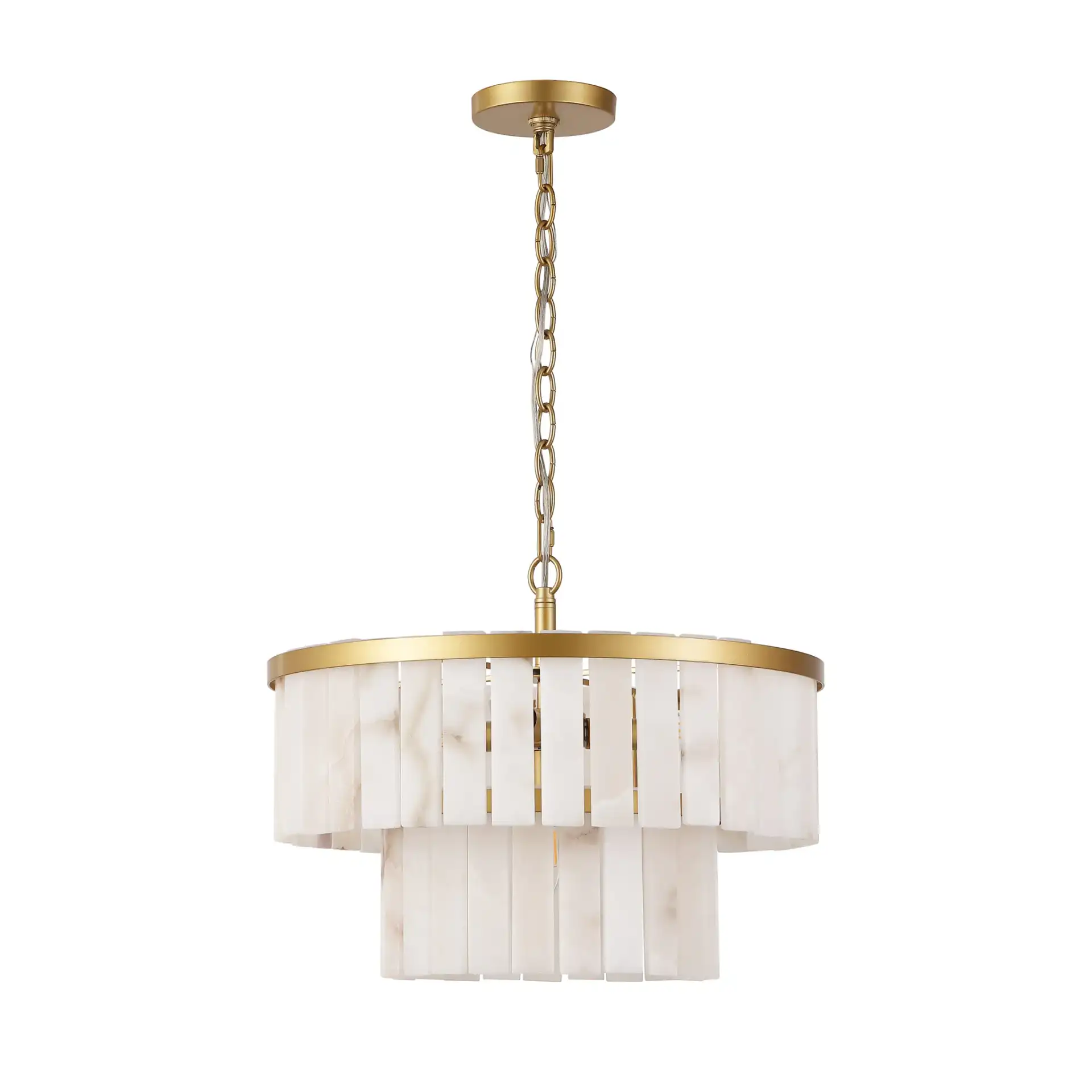 Kiandra Marble Two-Tier Chandelier in Gold / White, detail view