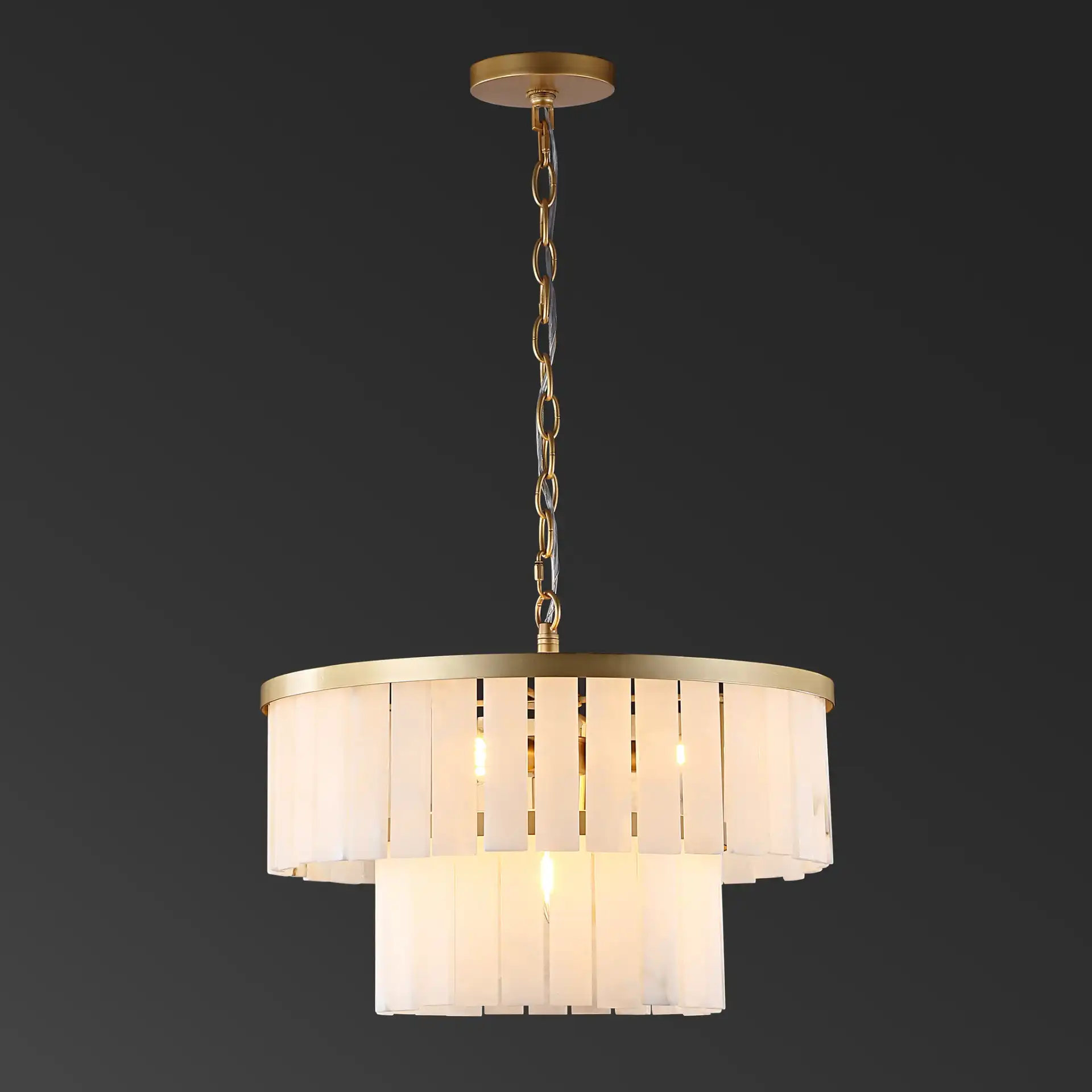 Kiandra Marble Two-Tier Chandelier in Gold / White